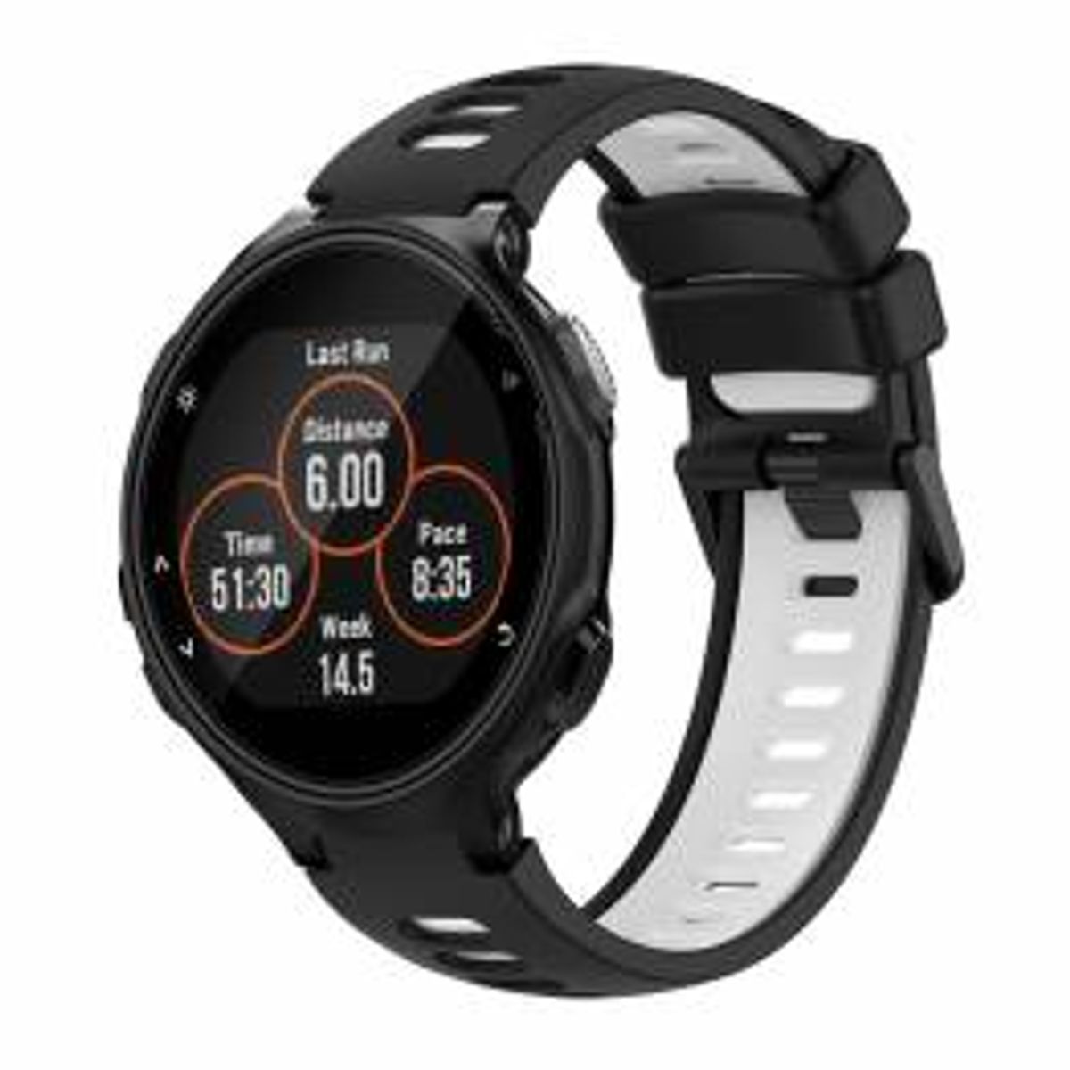 Silikone rem til Garmin Forerunner 735/735XT - Sort/Hvid