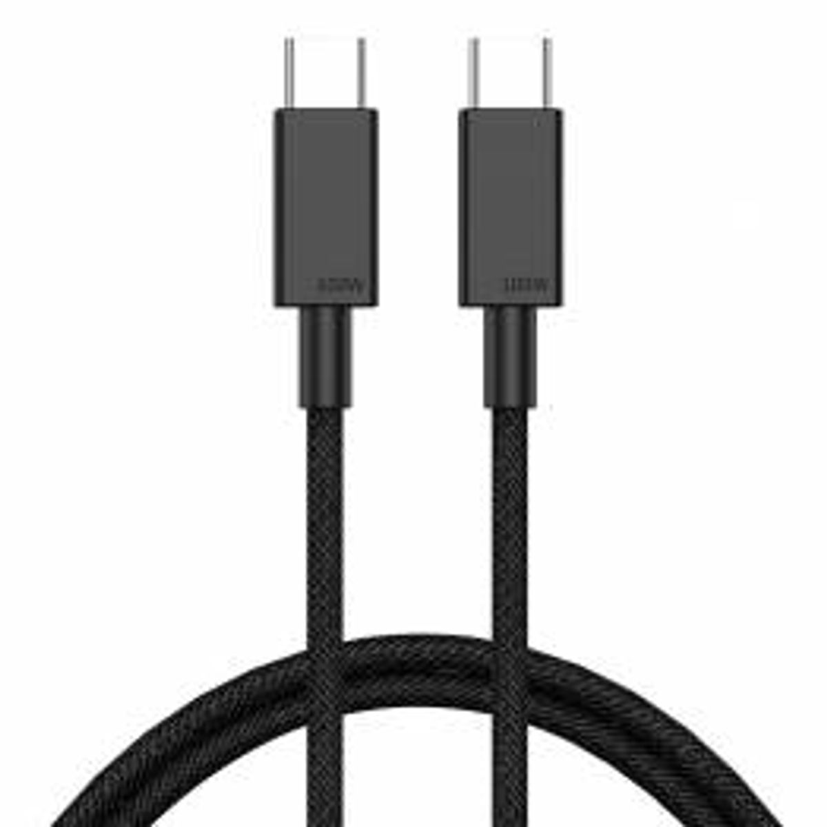 Vævet USB-C kabel 100W PD opladningskabel - Sort - 0,5m