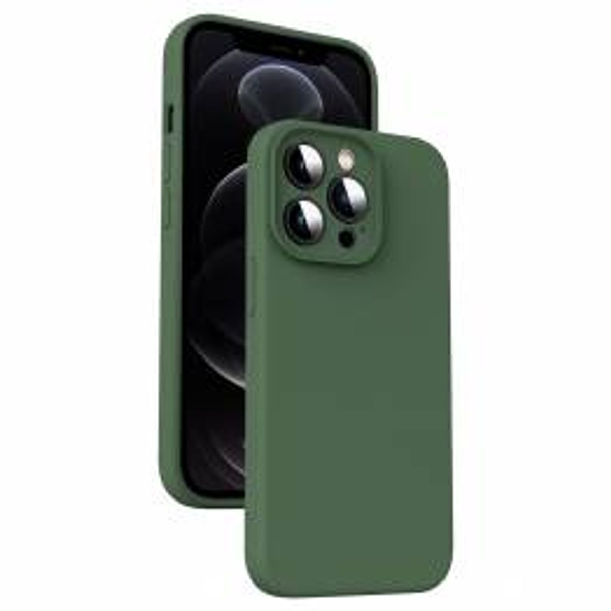 Silikone iPhone 12 Pro cover med mikrofiber foring - Grøn