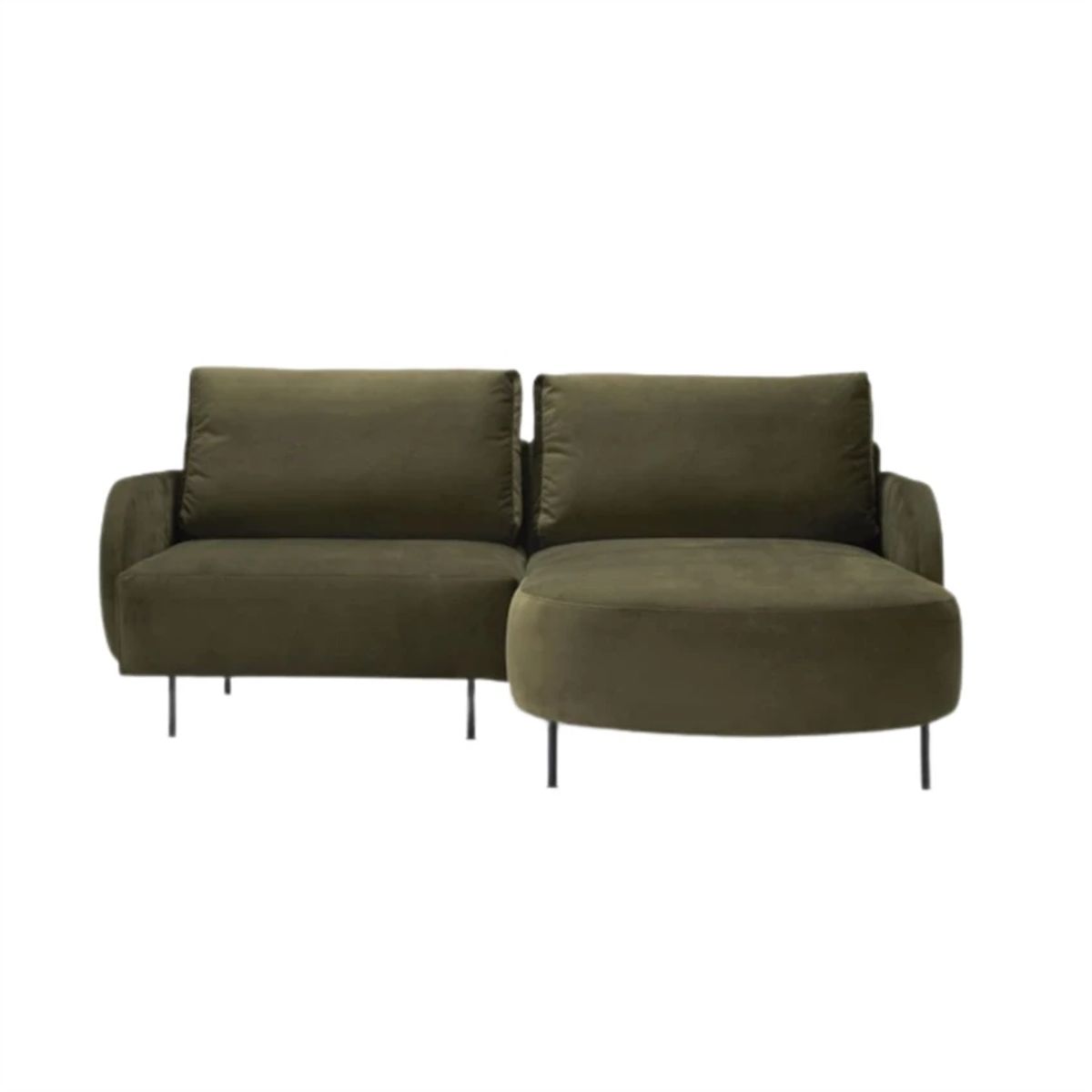 Nabran sofa m. chaiselong | 2. personers grøn sofa