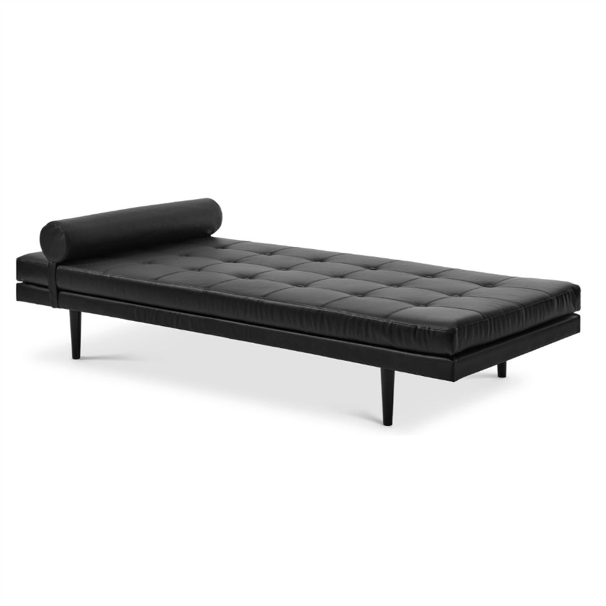 Kennedy daybed | Sort læder m. nakkestøtte