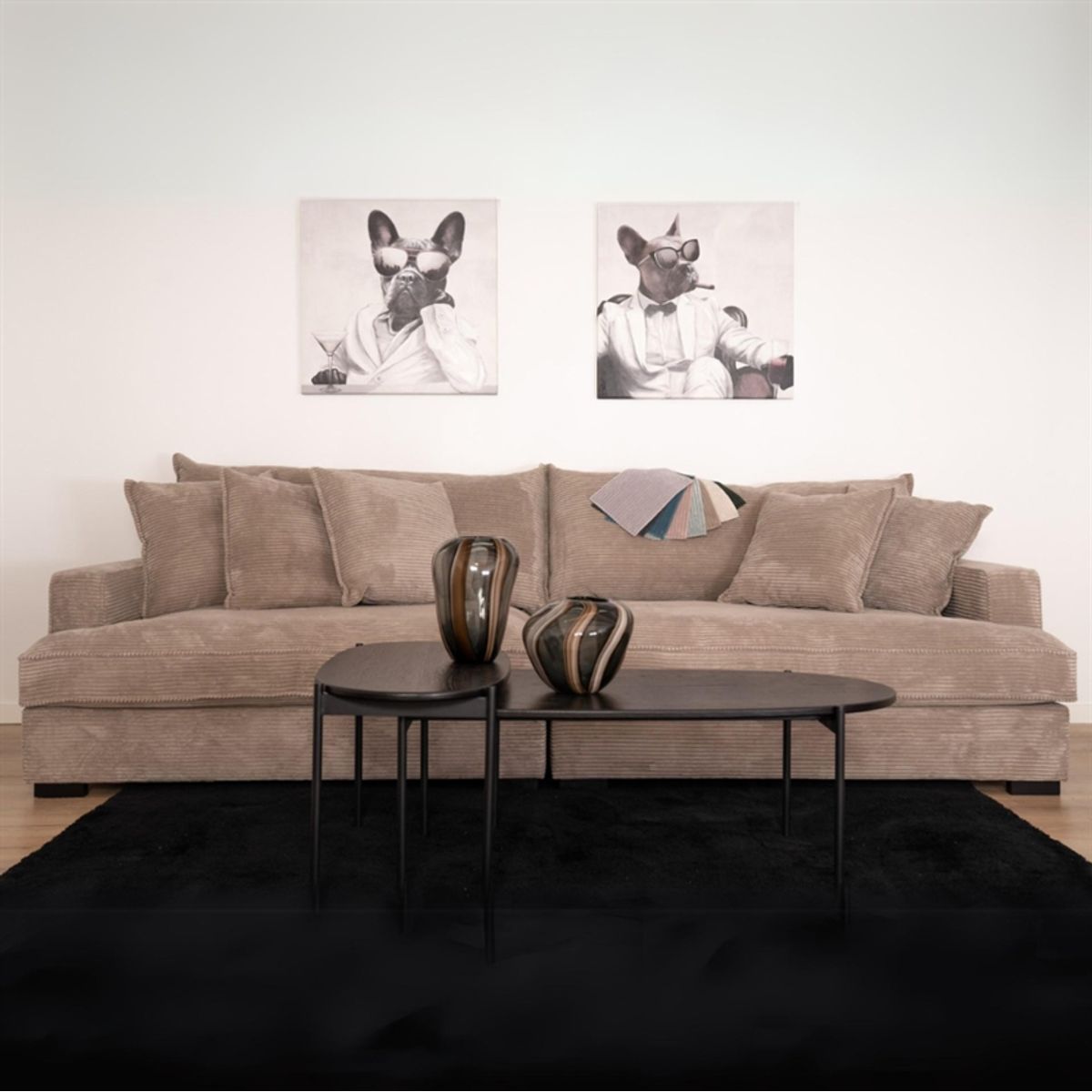 Chelsey fløjlsofa | 3 personers flydersofa mink | Small