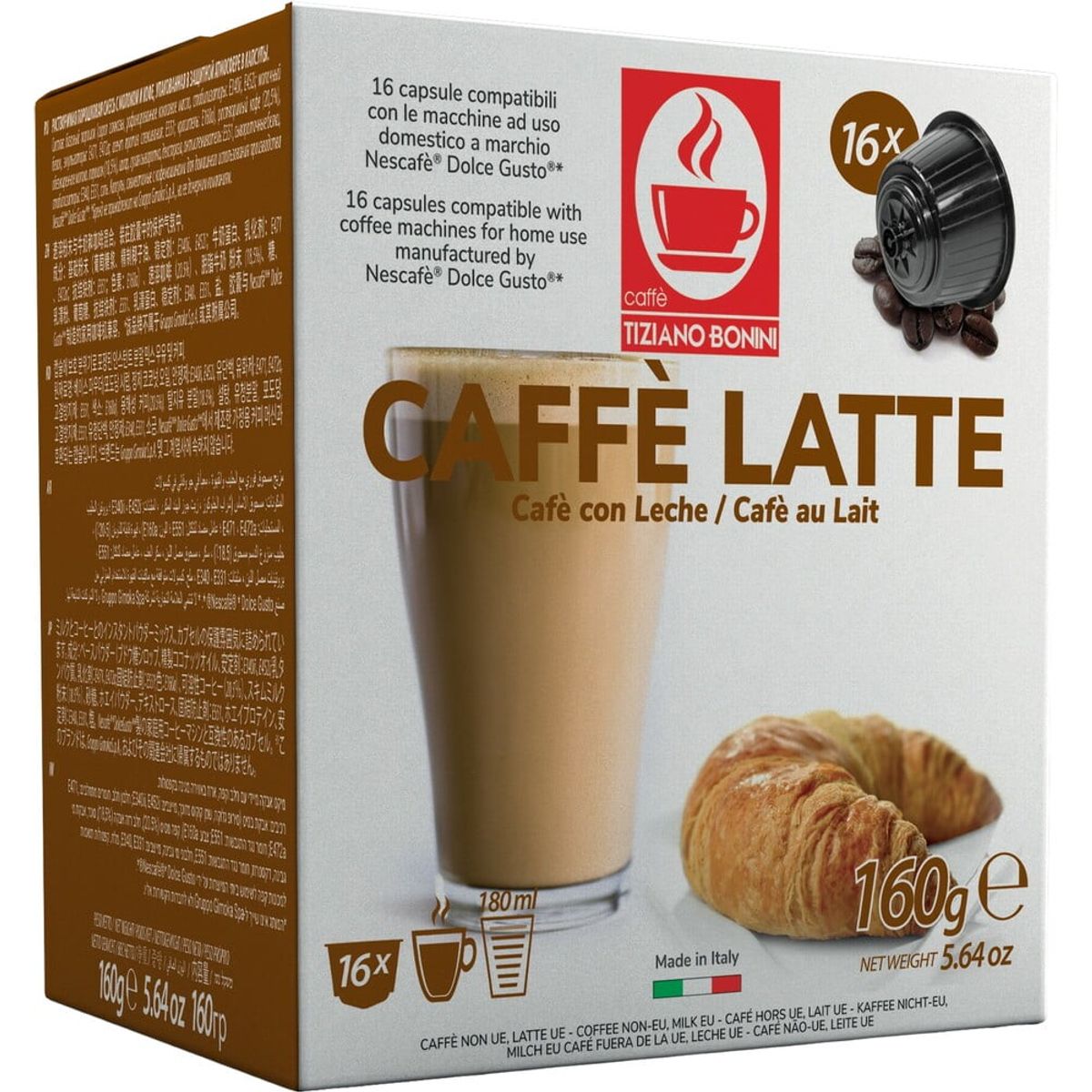 Bonini - Caffé Latte (16 stk) - Kapsler til Dolce Gusto