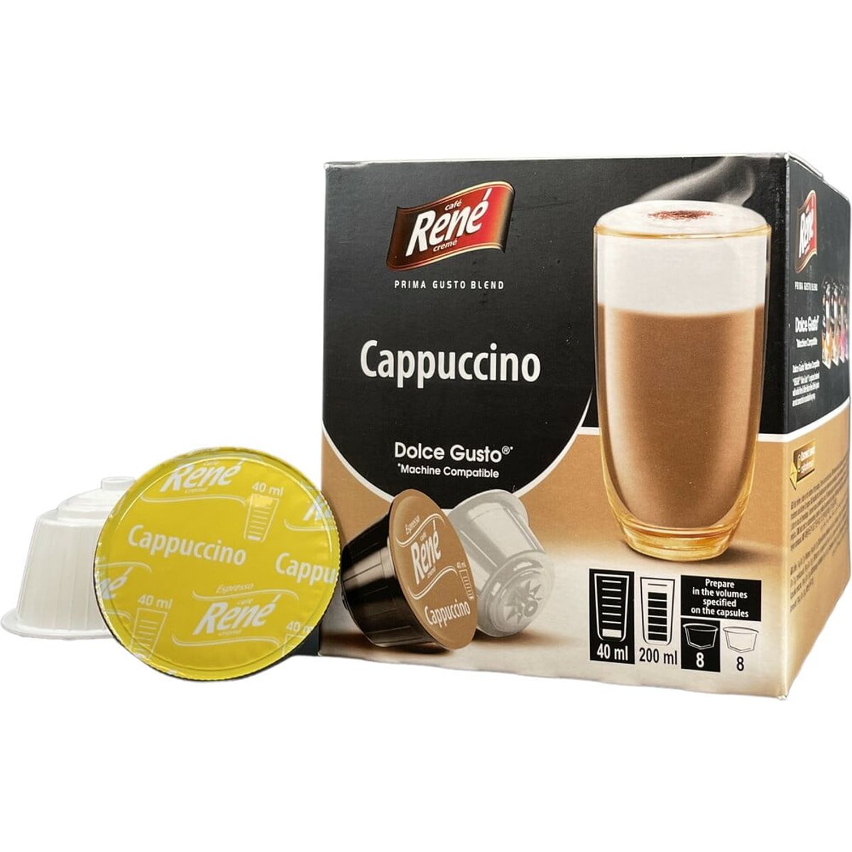 Café René - Cappuccino (16 stk) - Kapsler til Dolce Gusto