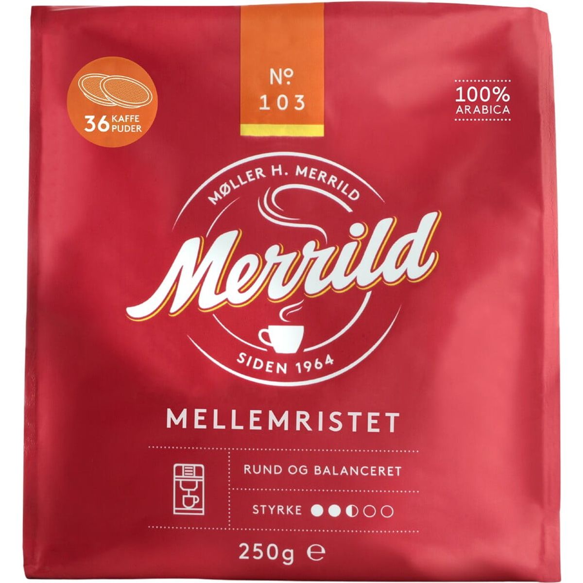 Merrild - Mellemristet (36 stk) - Puder til Senseo