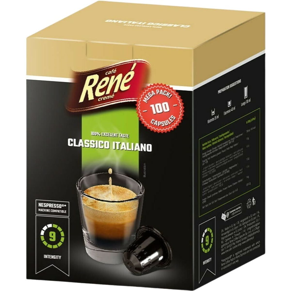 Café René - Classico Italiano (100 stk) - Kapsler til Nespresso