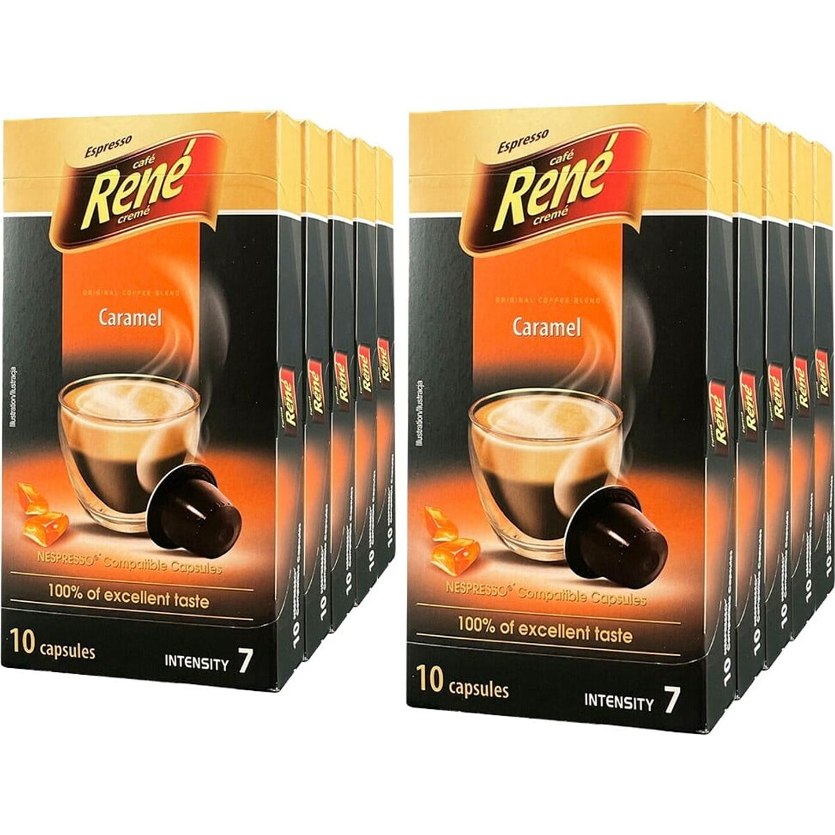 Café René - Karamel Tilbudspakke (100 stk) - Kapsler til Nespresso