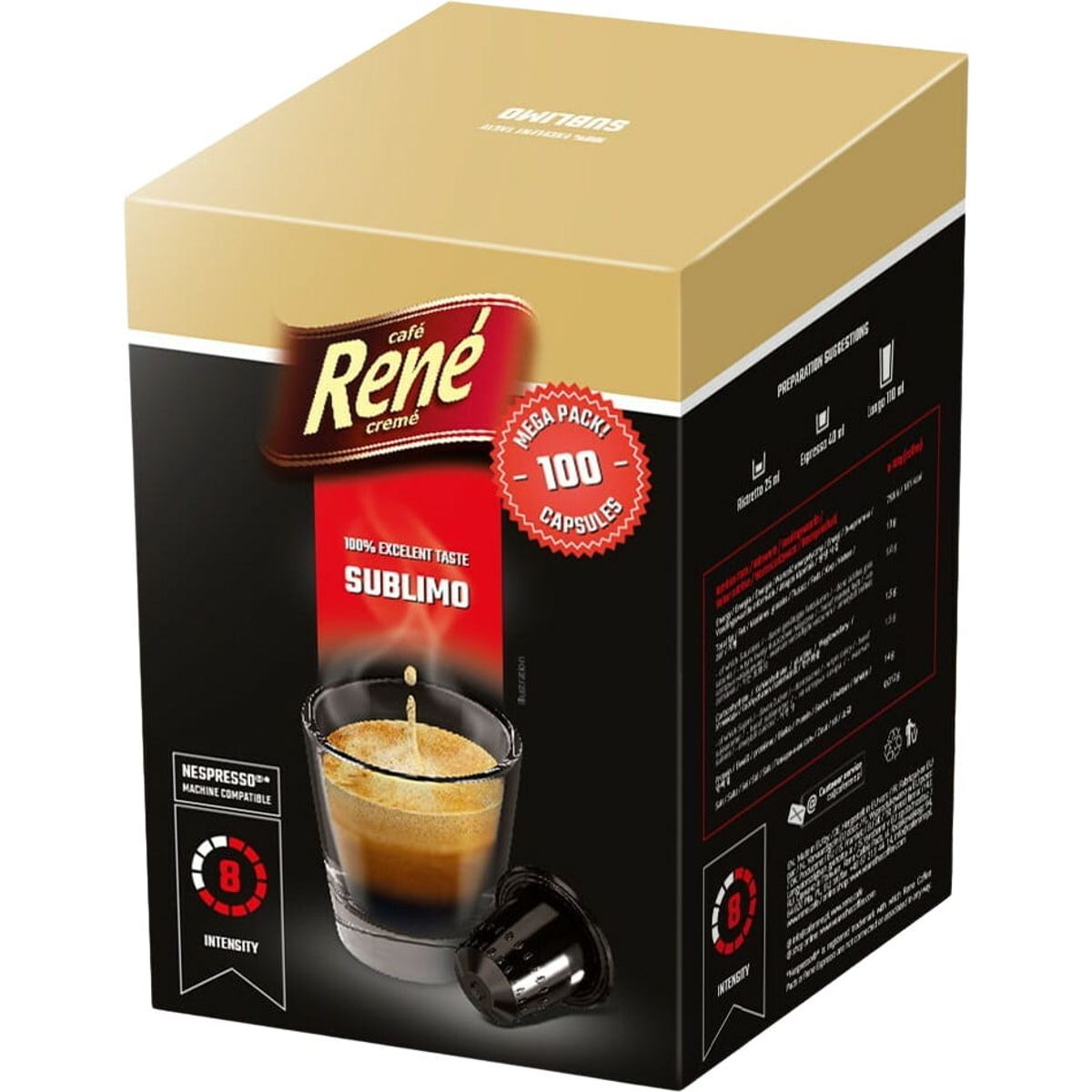 Café René - Sublimo (100 stk) - Kapsler til Nespresso