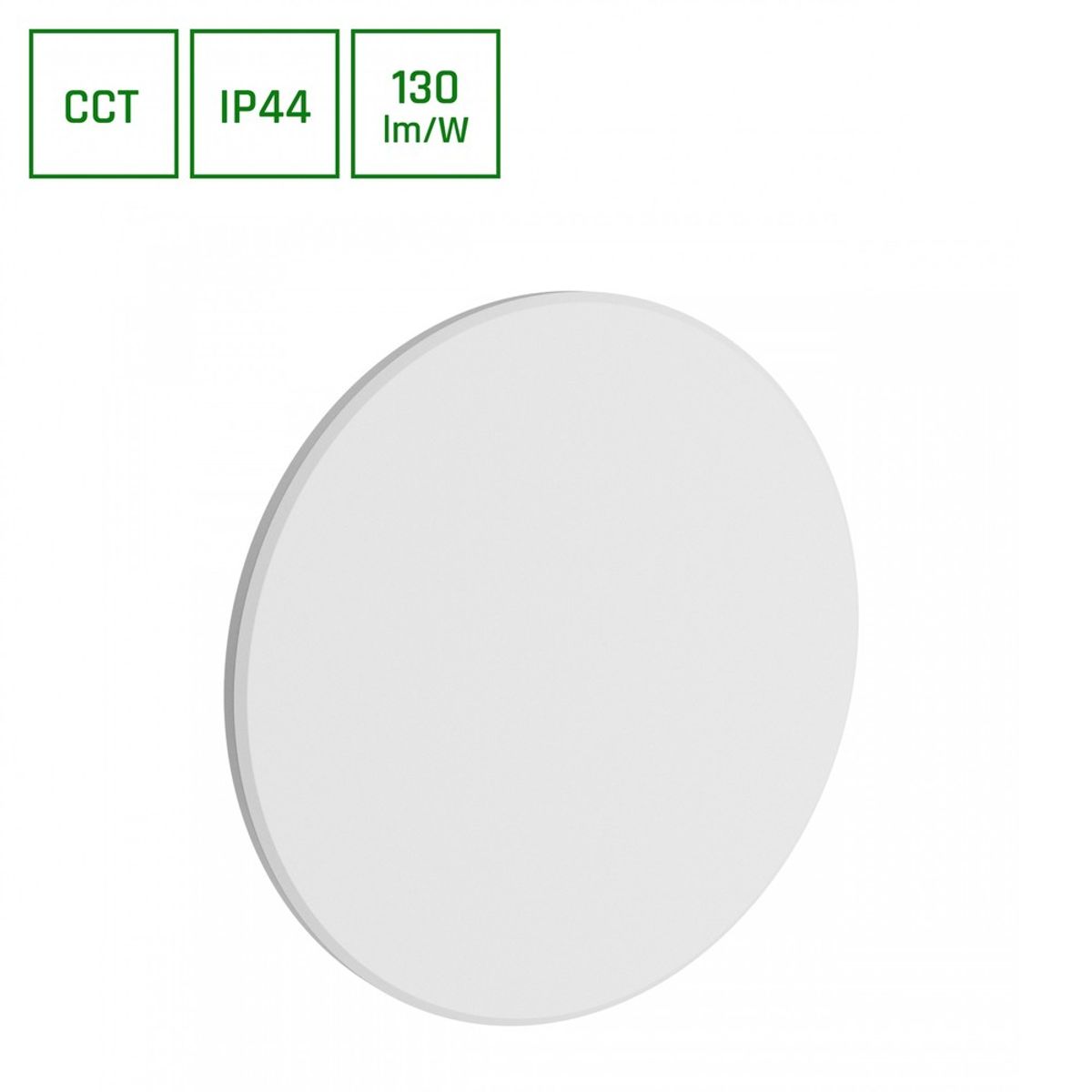 Piatta 18W 230V IP44 250x47mm Hvid Rundt Facadelys. - Dæmpbar : Ikke dæmpbar, Kulør : CCT (Varm til Kold Hvid)