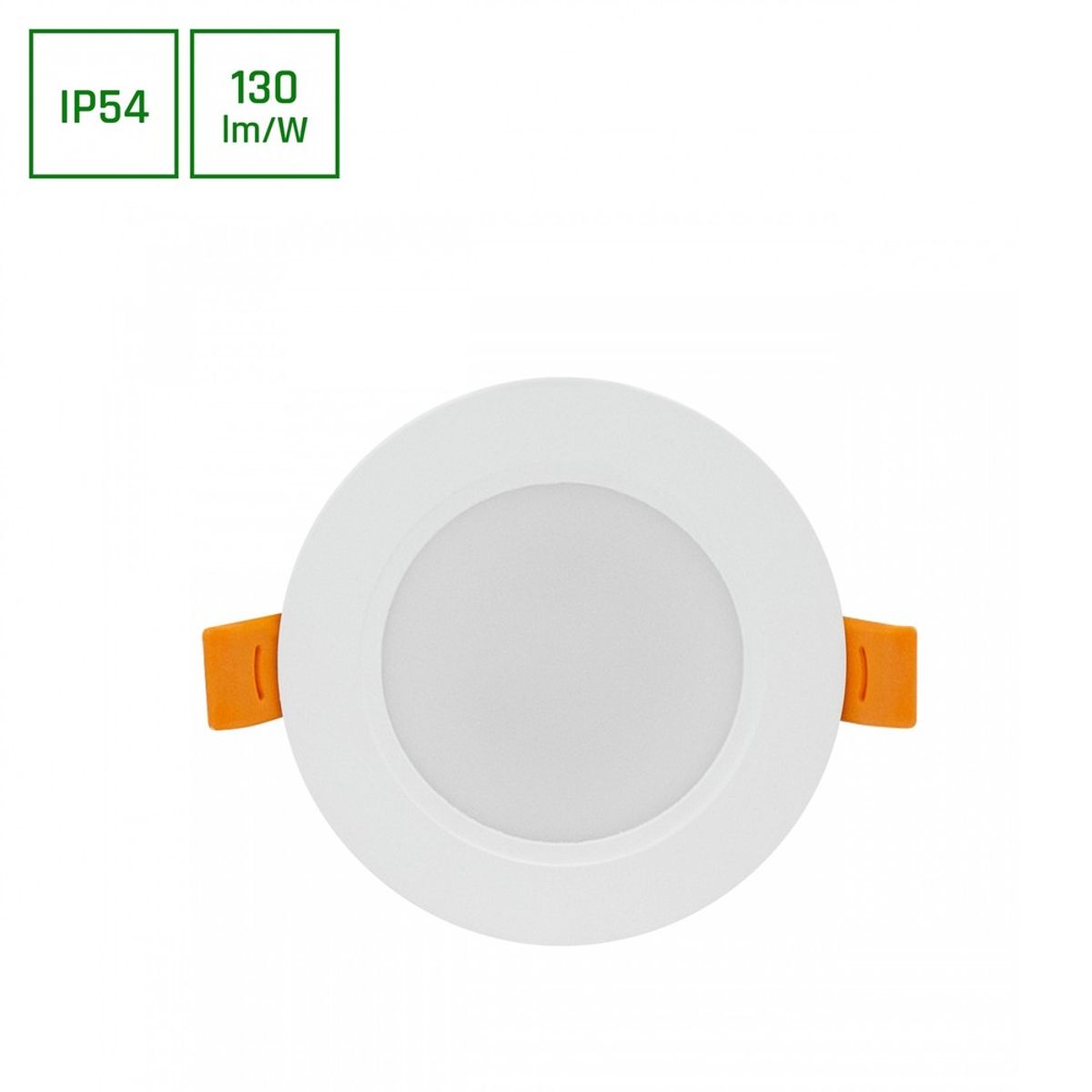 Dure Downlight 5W E27 - 3, Varm hvid, 230V, 110 °, IP54, IK06, 95x31, Hvid rund, Integreret driver - Dæmpbar : Ikke dæmpbar, Kulør : Varm