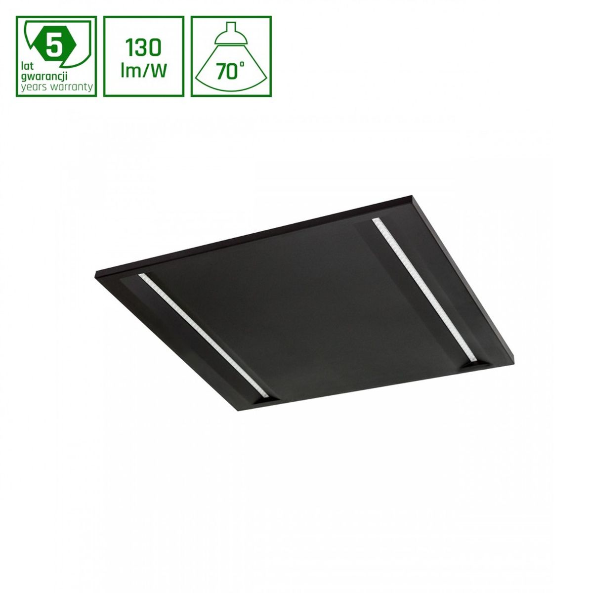 ALGINE Line LED 44W 120lm/W IP20 600x600mm Neutral Hvid Loftpanel Sort - Kulør : Neutral