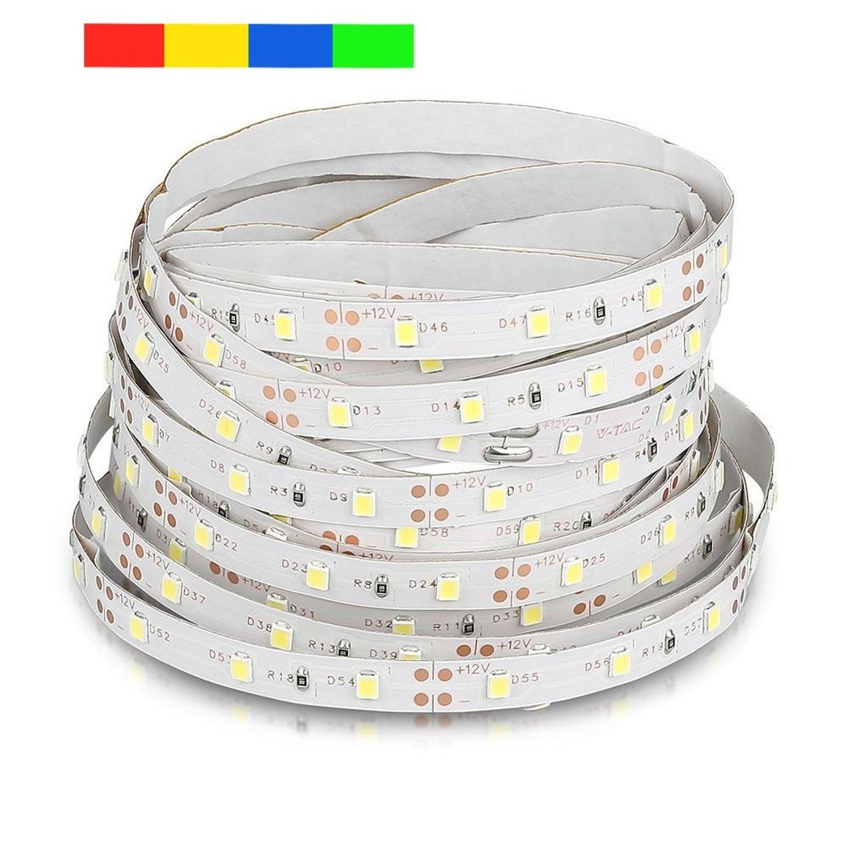 V-Tac 3,6W/m LED strip - 5m, 60 LED pr. meter, Farvet lys - Farve : Blå