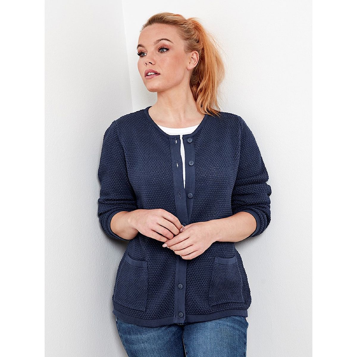 Skovhuus Kvinde Strik Cardigan Marine XL