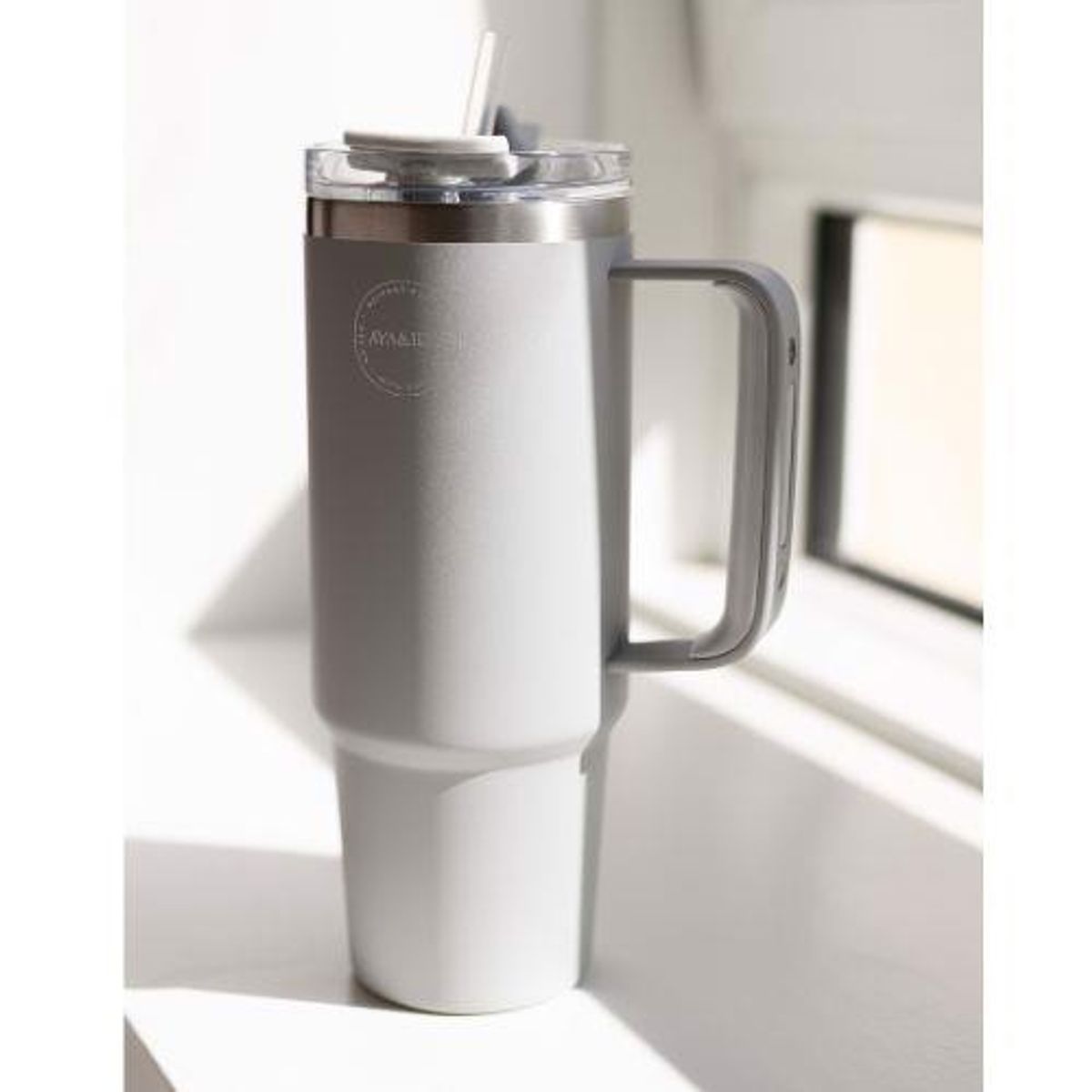 AYA&IDA Termo kop med sugerør - Light Grey - 885ML