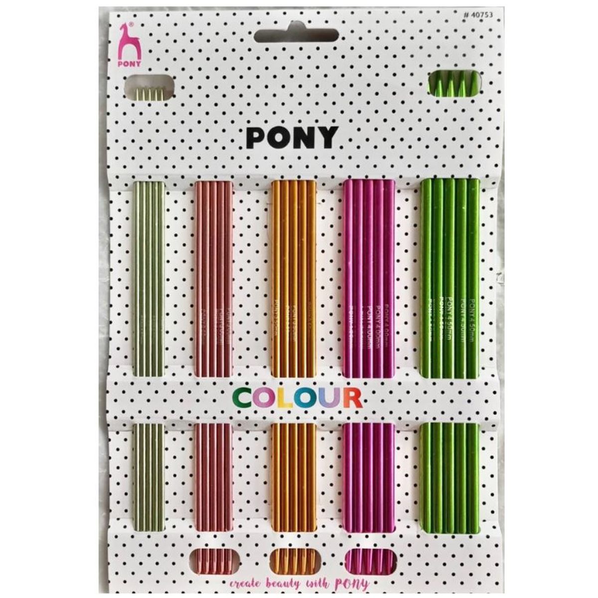 Pony Strømpepindesæt Color, 20 cm, 5 sæt