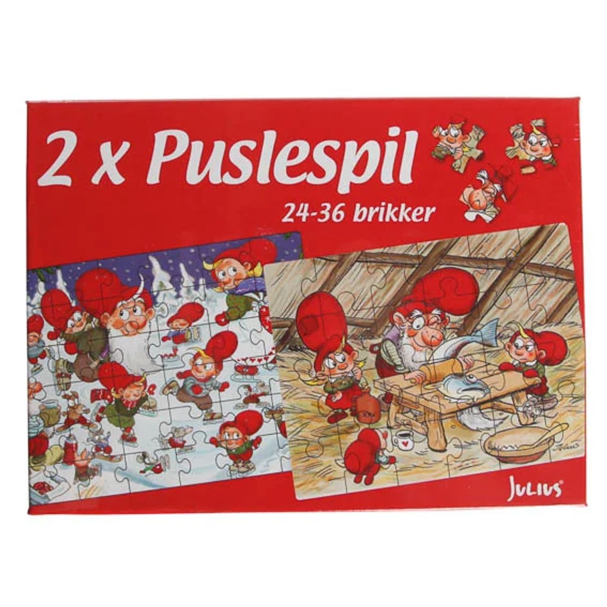 Puslespil, 2 stk, Julius, 24+36 brikker