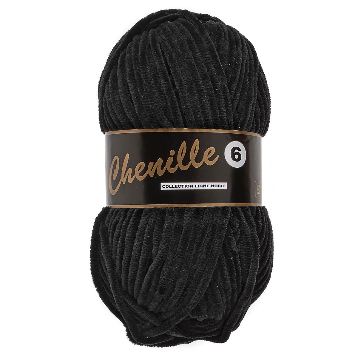 Chenille 6, sort, 100 g, nr. 1