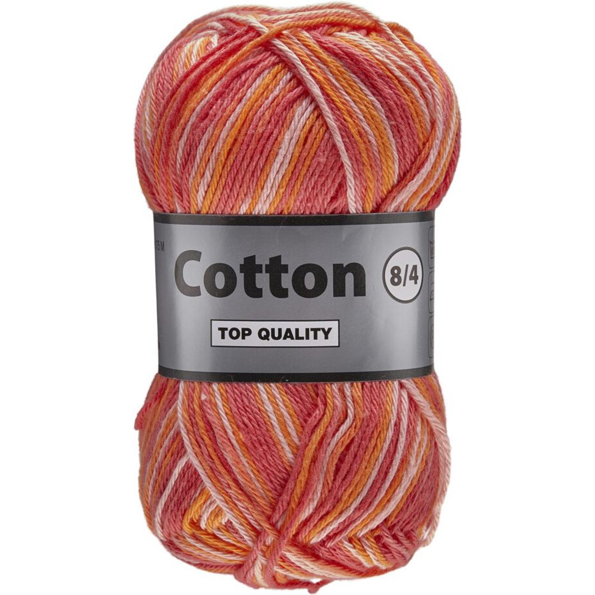 Lammy cotton 8/4, multifarvet, røde og orange farver, 50 g, nr. 629