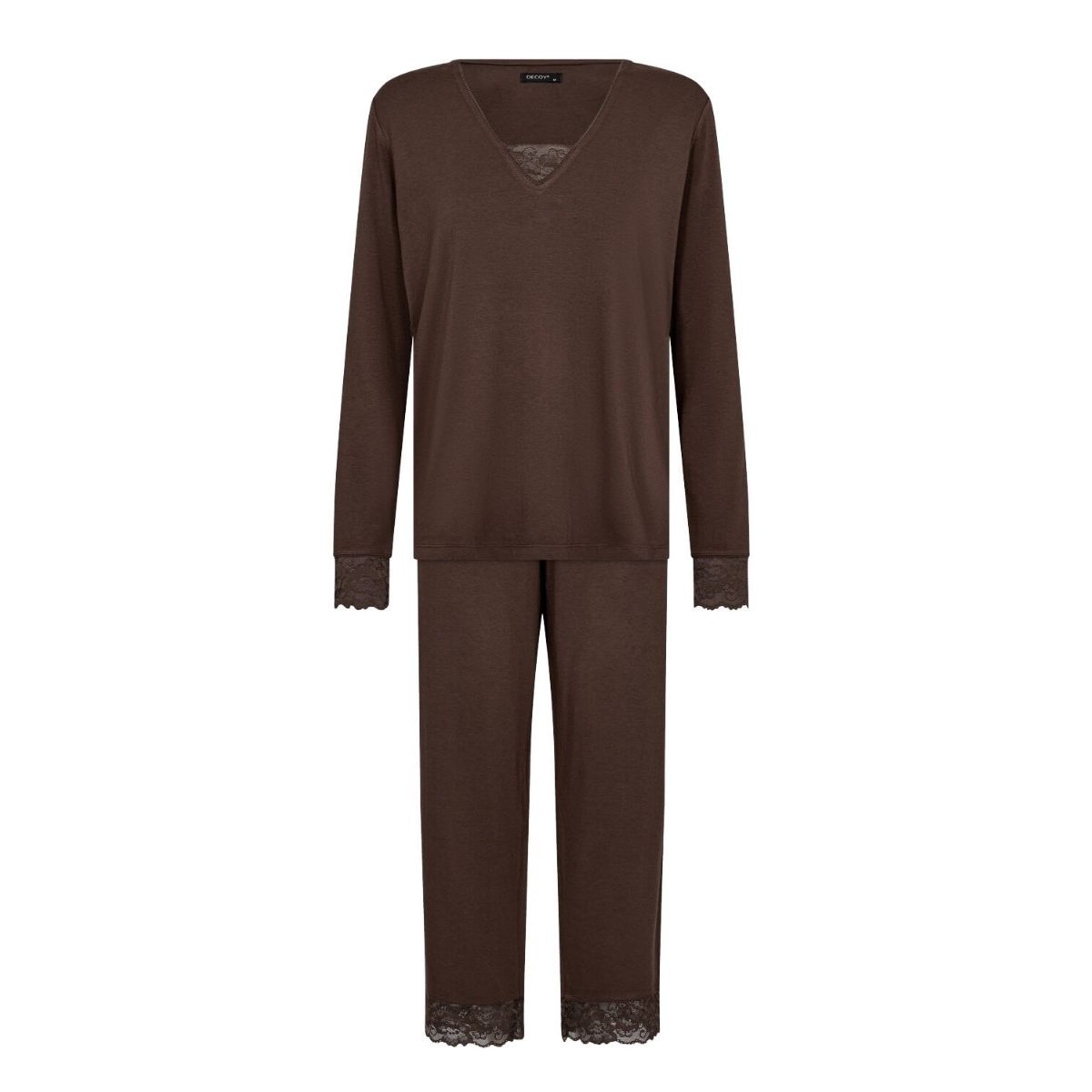 Bambus pyjamas sæt med blonde, Decoy, brun, str. medium