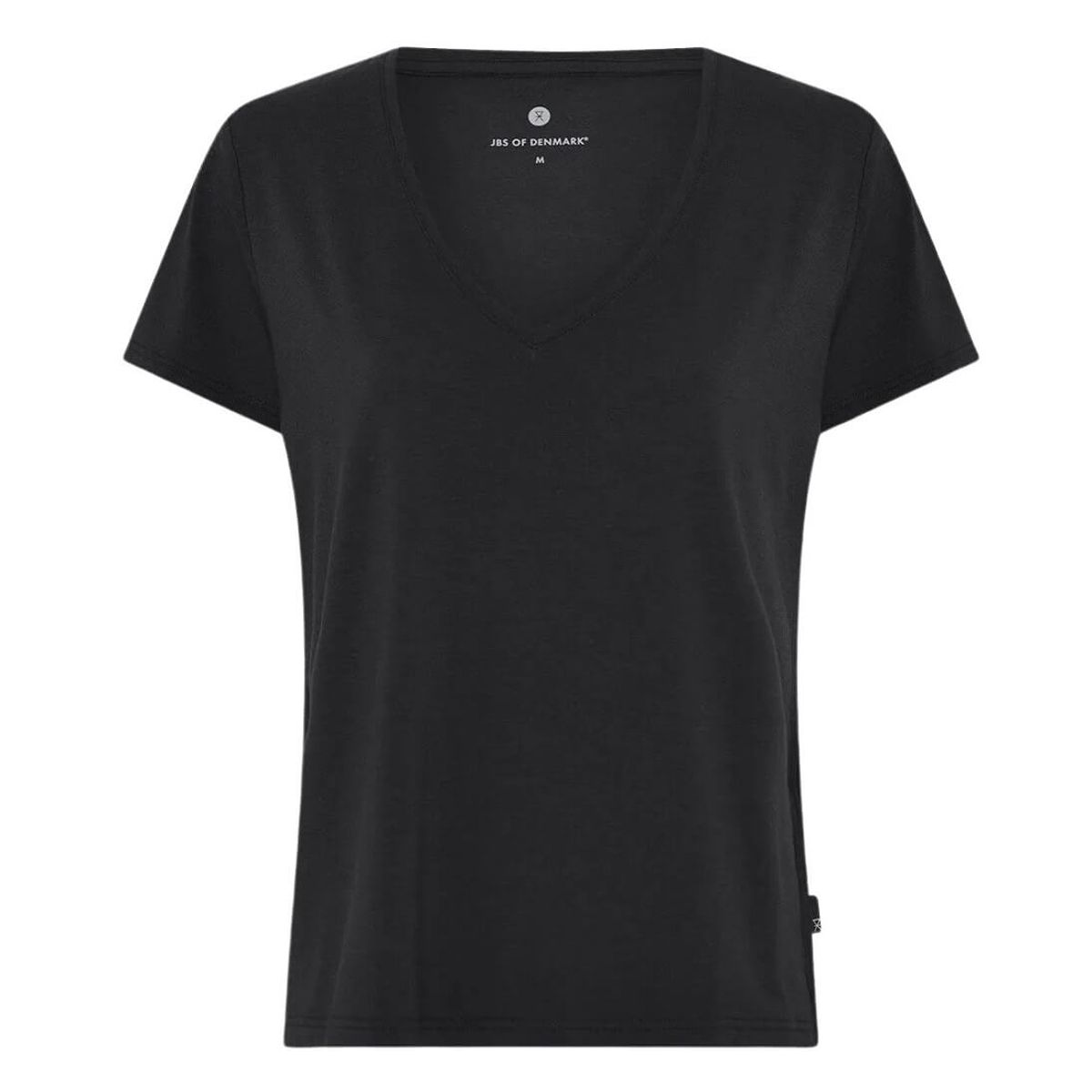 Bambus t-shirt med v-hals, dame, relaxed fit, JBS of Denmark, sort, str. XS