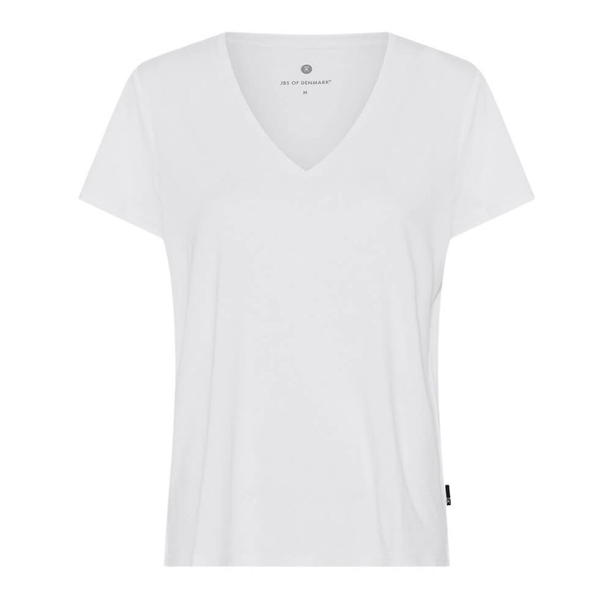 Bambus t-shirt med v-hals, dame, JBS of Denmark, hvid, str. XS