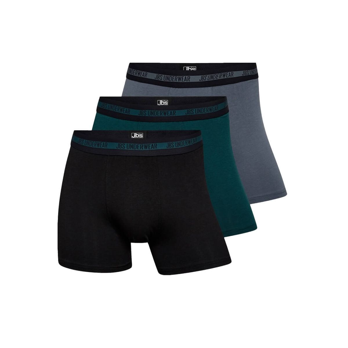 3-pak JBS bambus boxershorts, sort, grøn og grå, str. small