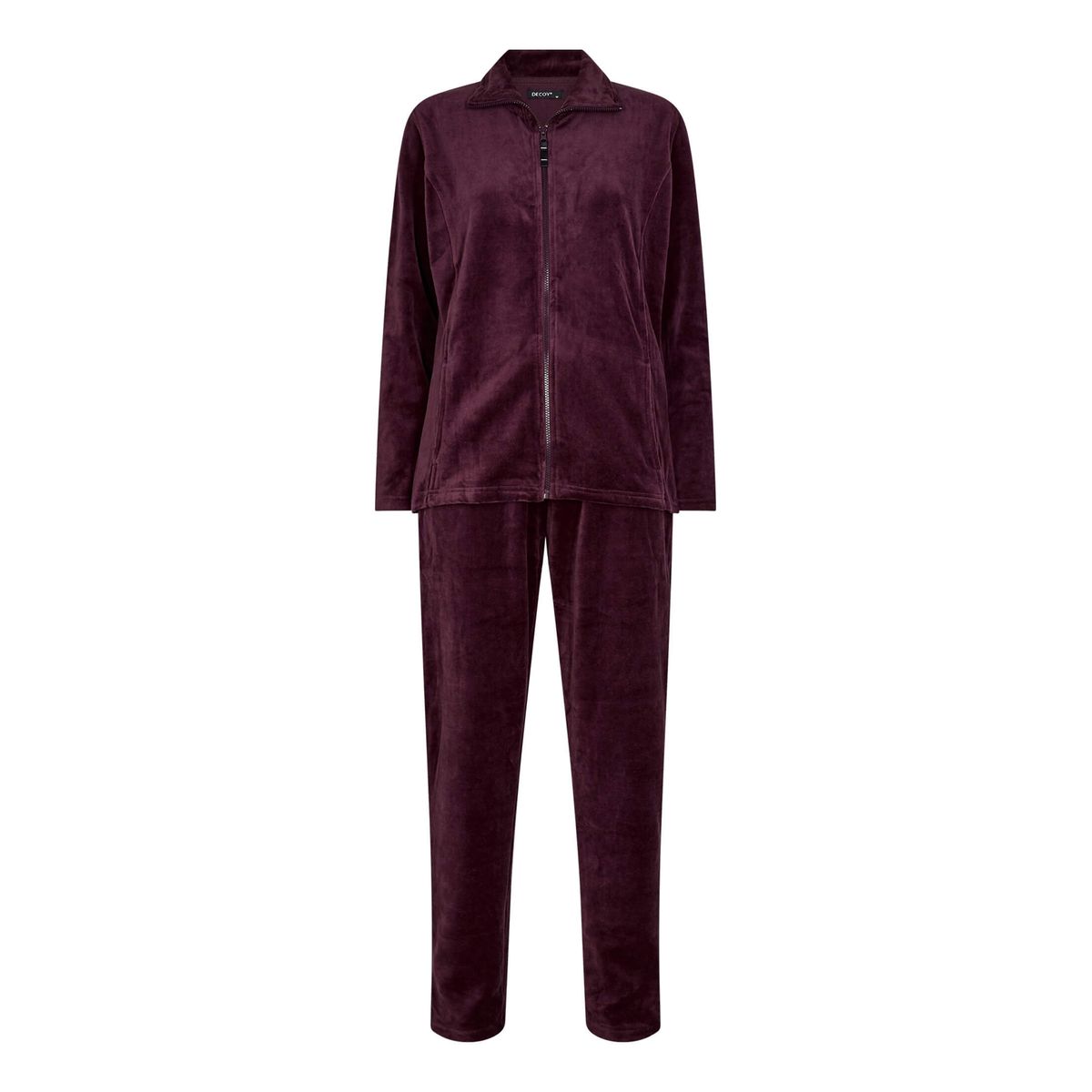 Velour Hjemmesæt fra Decoy, Bordeaux Rød-3XL