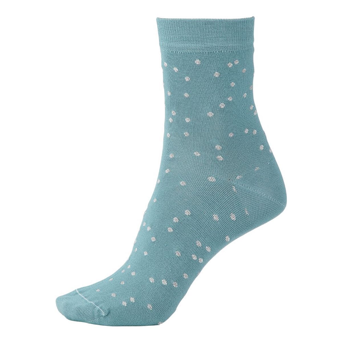 Socks CPH Damestrømpe - Sølv dots petrol blå-39-42