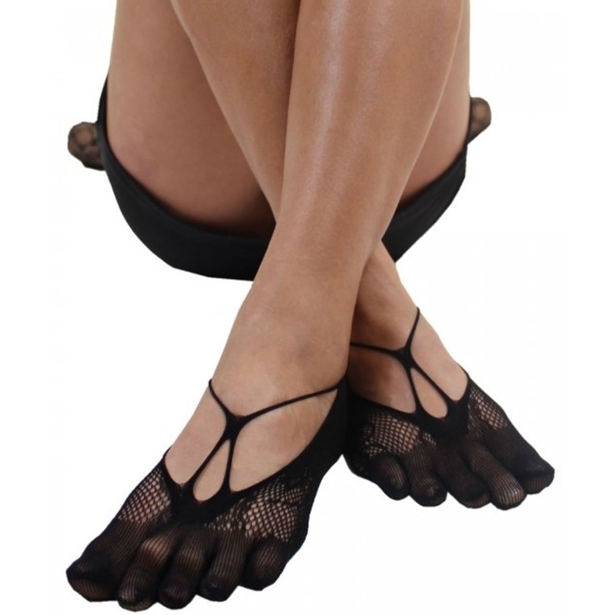 ToeToe Fishnet Foot Cover-X Sort, str. 35-42