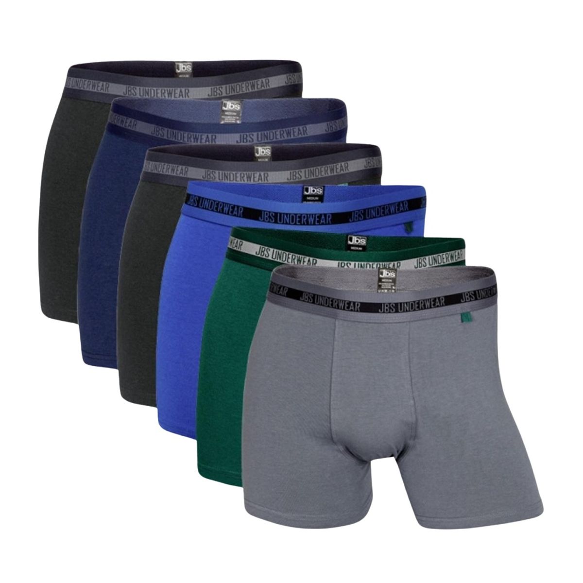 6 par bambus boxershorts fra JBS, multifarvet, str. medium