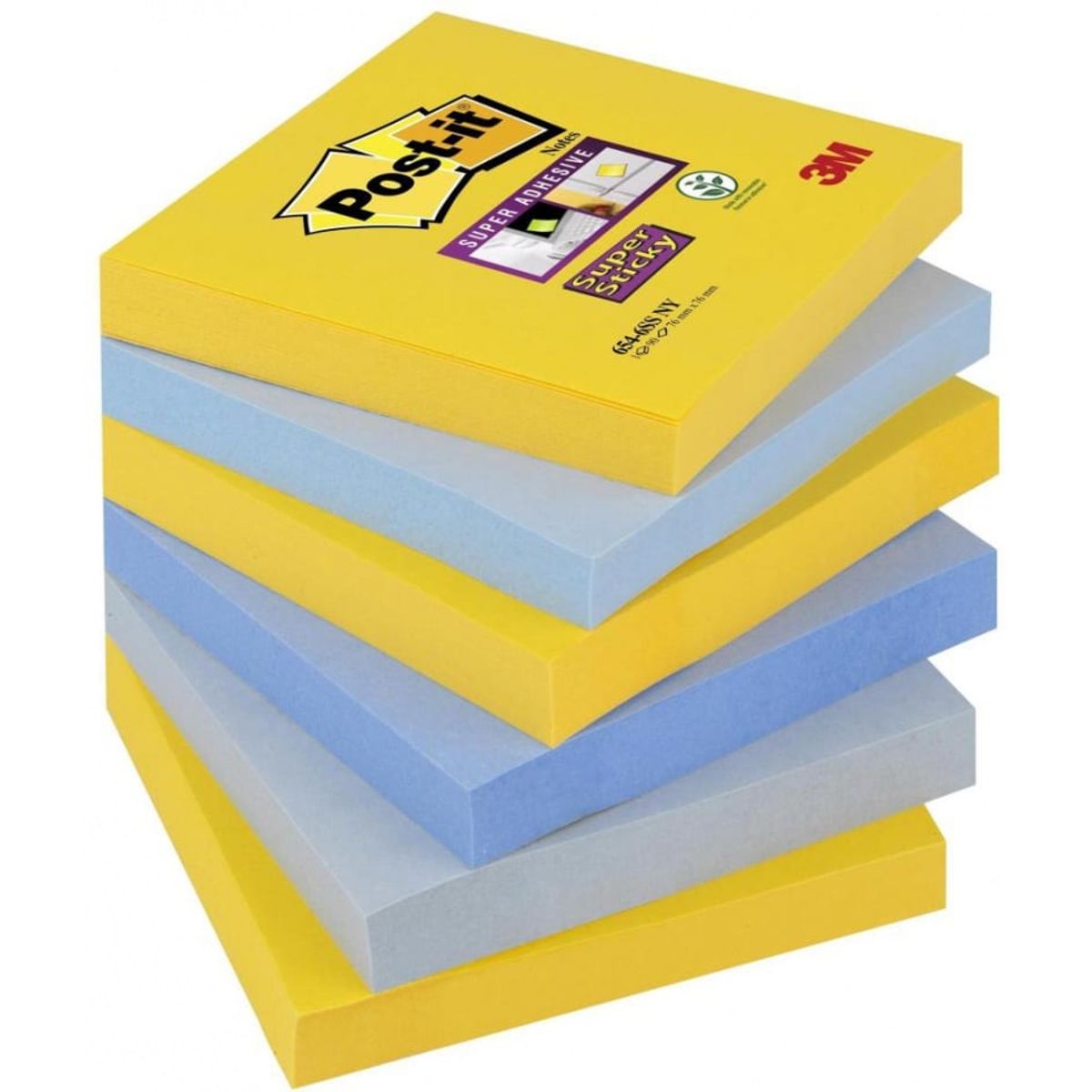 POST-IT® Super Sticky klæbende noter, 76x76mm, New York, 6x90 ark -.