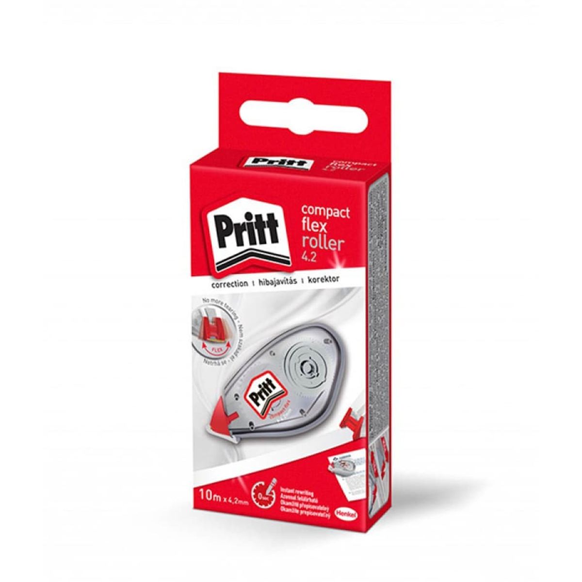 Korrektionstape PRITT COMPACT FLEX, mus, 4.2mm x 10m, æske, med hænger,.