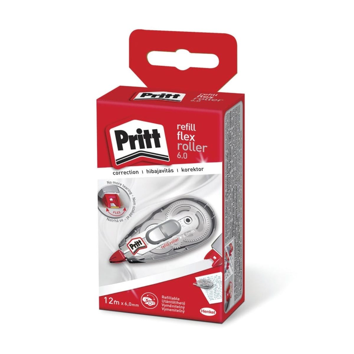 Korrekturlæber PRITT REFILL FLEX, mus, 6,0mm x 12m, æske med ophæng,.