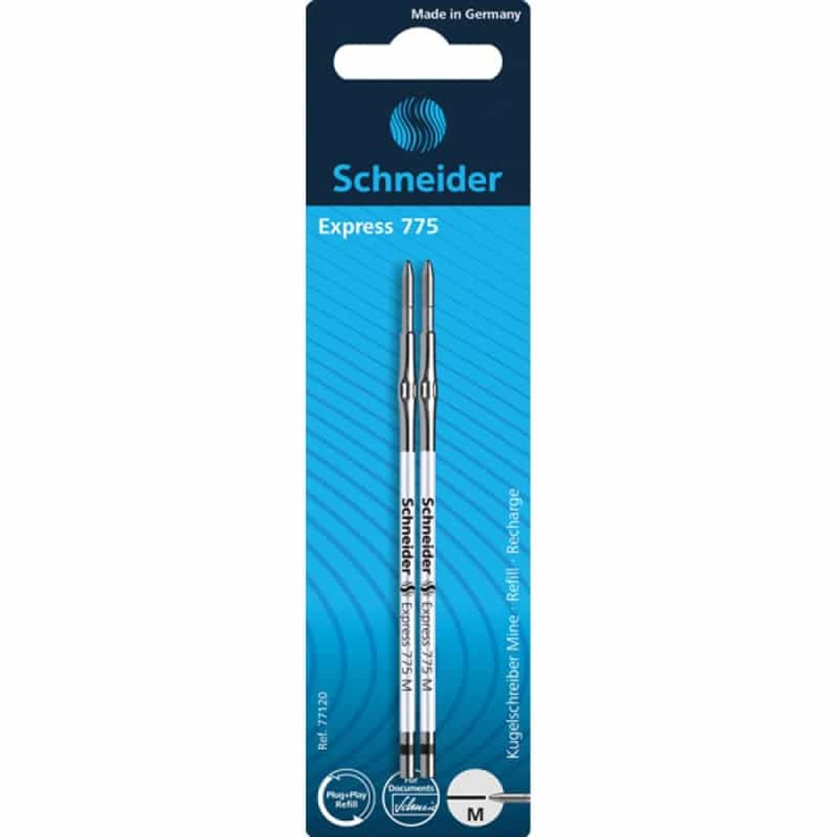 Pen refill SCHNEIDER 775, M, sort, 2 stk. i blisterpakning