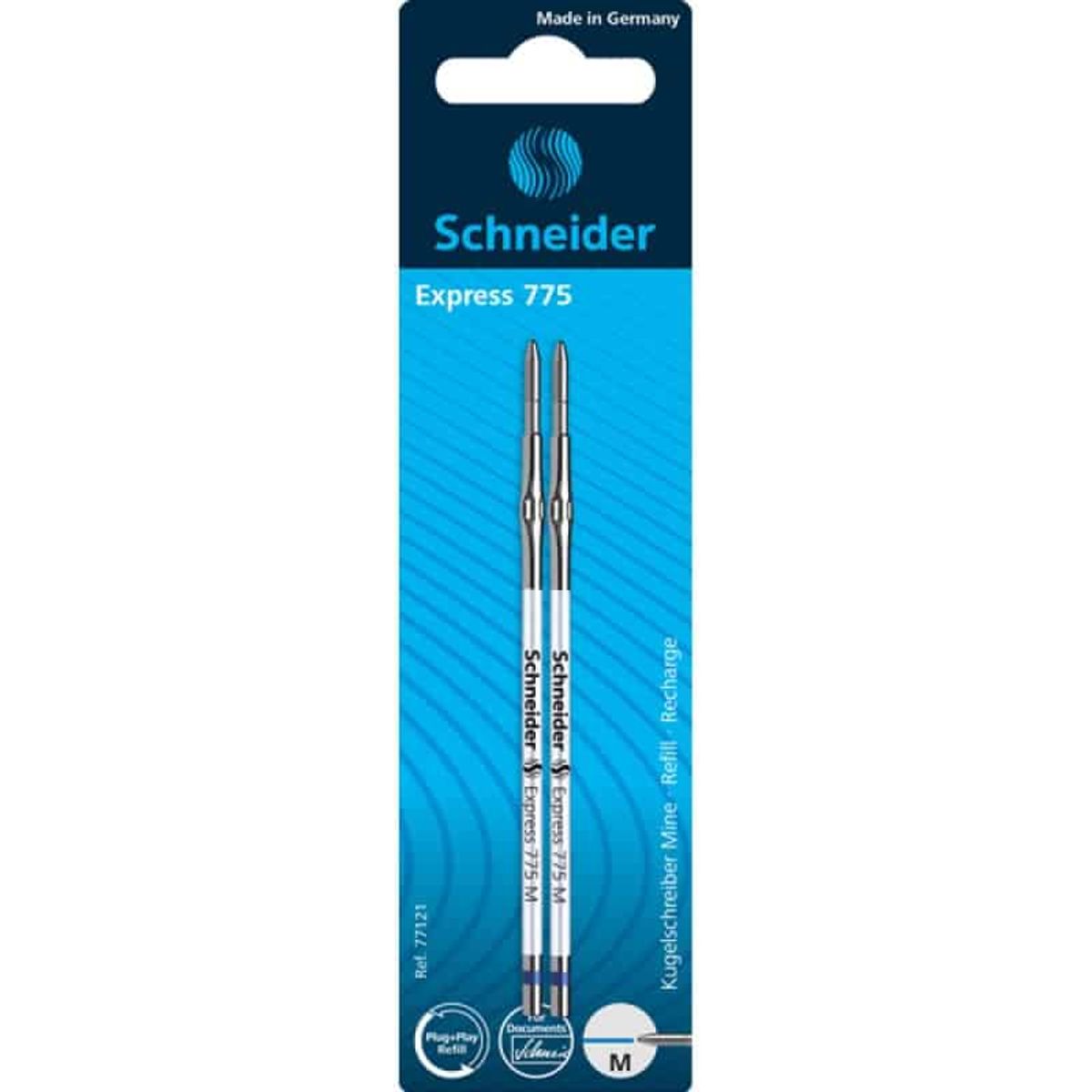 Pen refill SCHNEIDER 775, M, blå, 2 stk. i blisterpakning