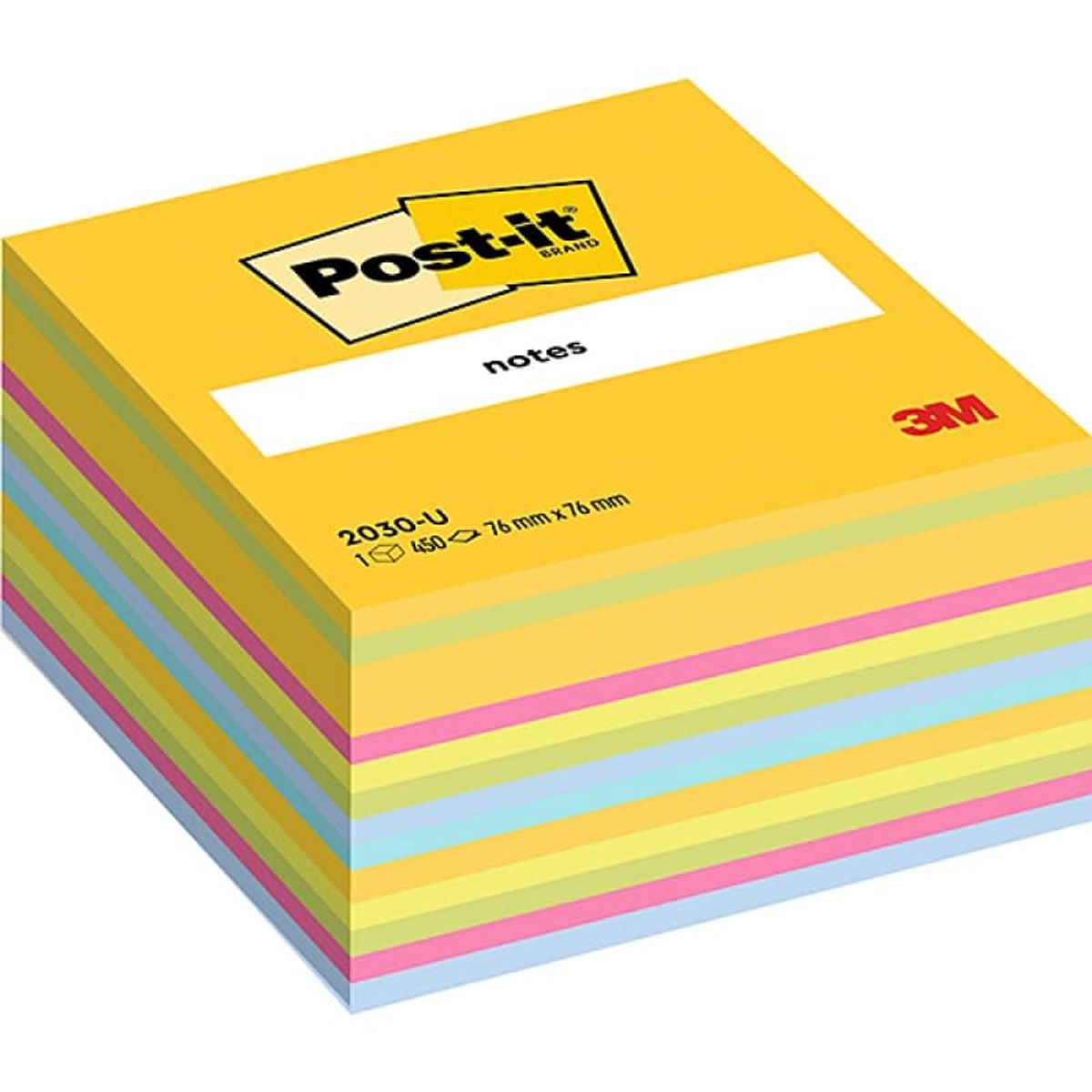 Post-it® Notes Cube Ultra Farver, 76 mm x 76 mm, 450 ark,.