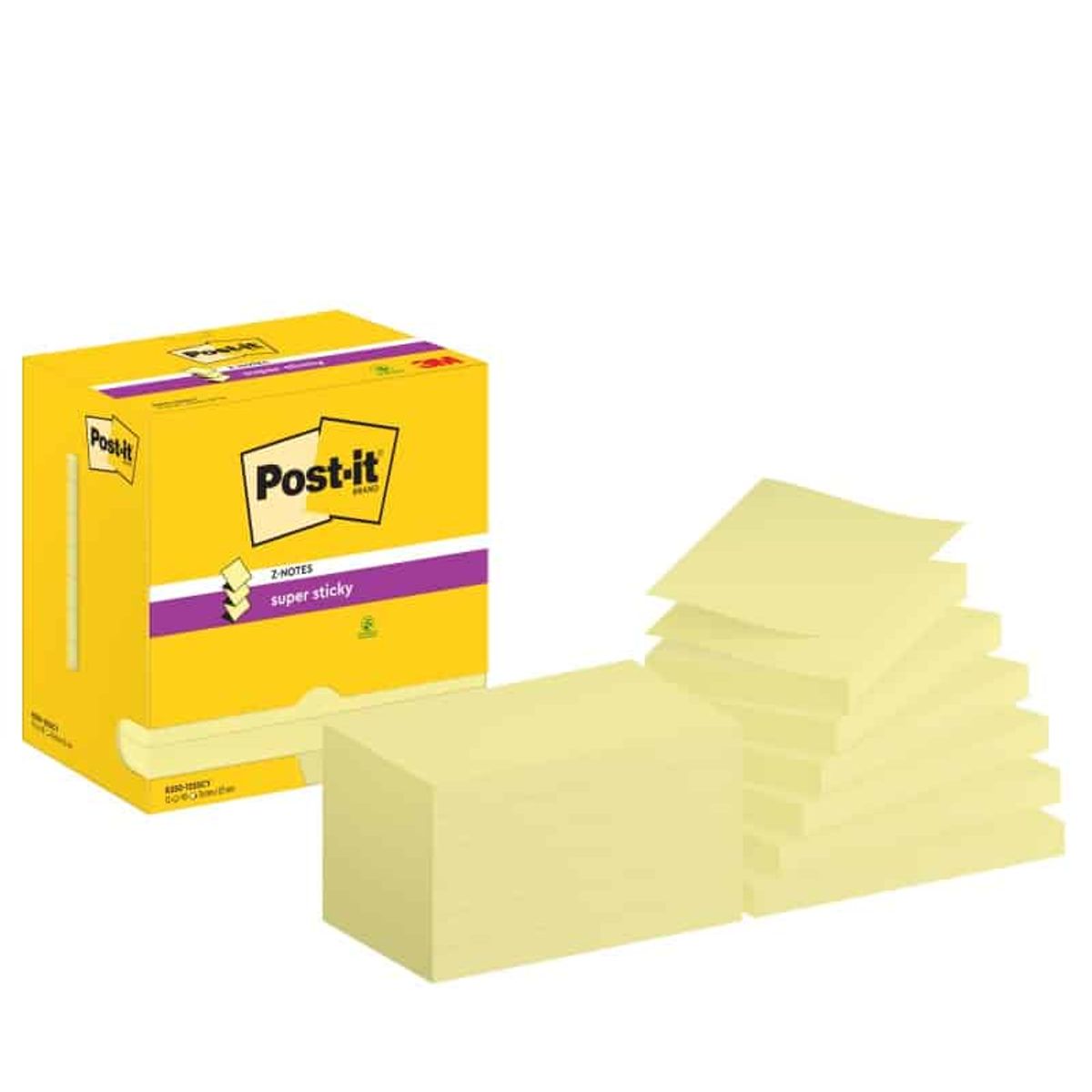 Super Sticky POST-IT Z-Notes til feeder, 76x127mm, 12x90 kort, gul,.