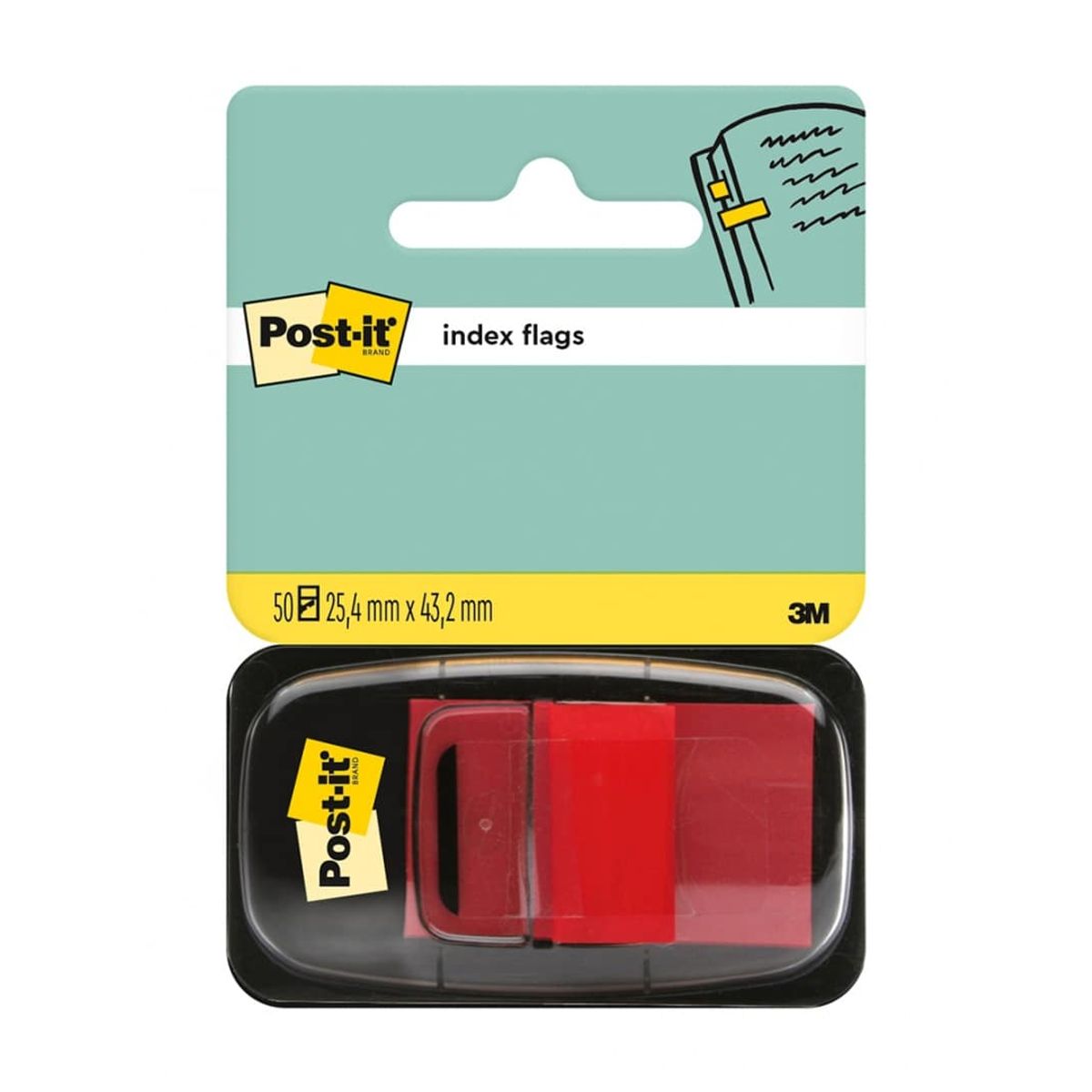 Indeksmærker POST-IT® (680-1), PP, 25x43mm, røde, 50 stk..