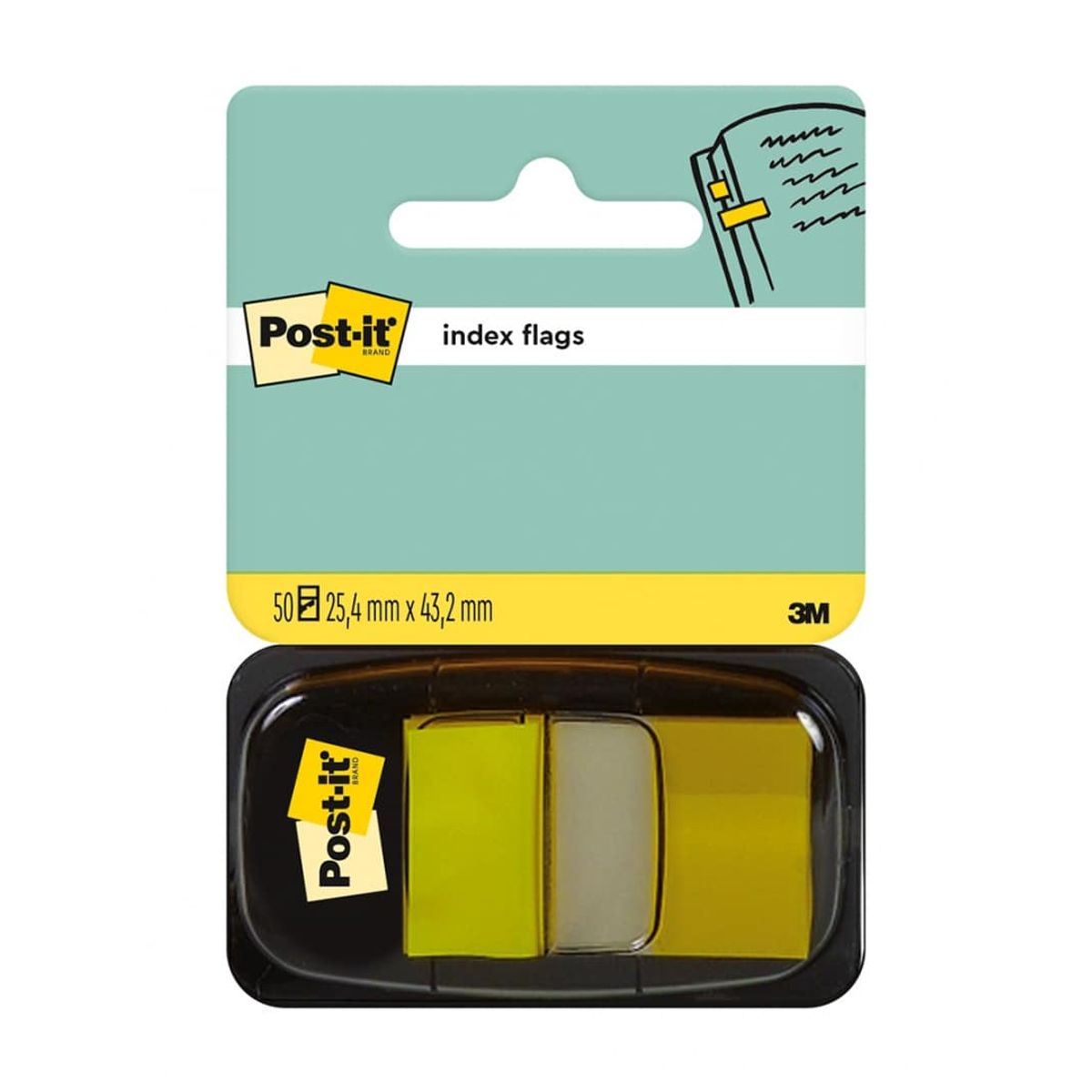 Indeksdeler, POST-IT® (680-5), PP, 25x43mm, 50 kort, gul,.