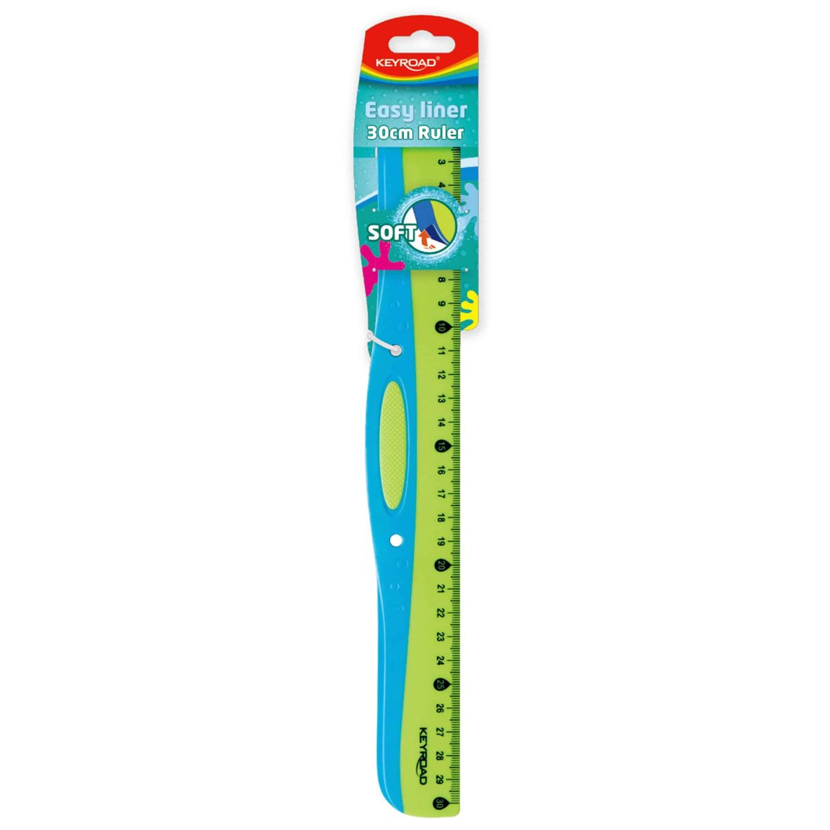 Lineal Soft Grip KEYROAD 30 cm Farvemix.