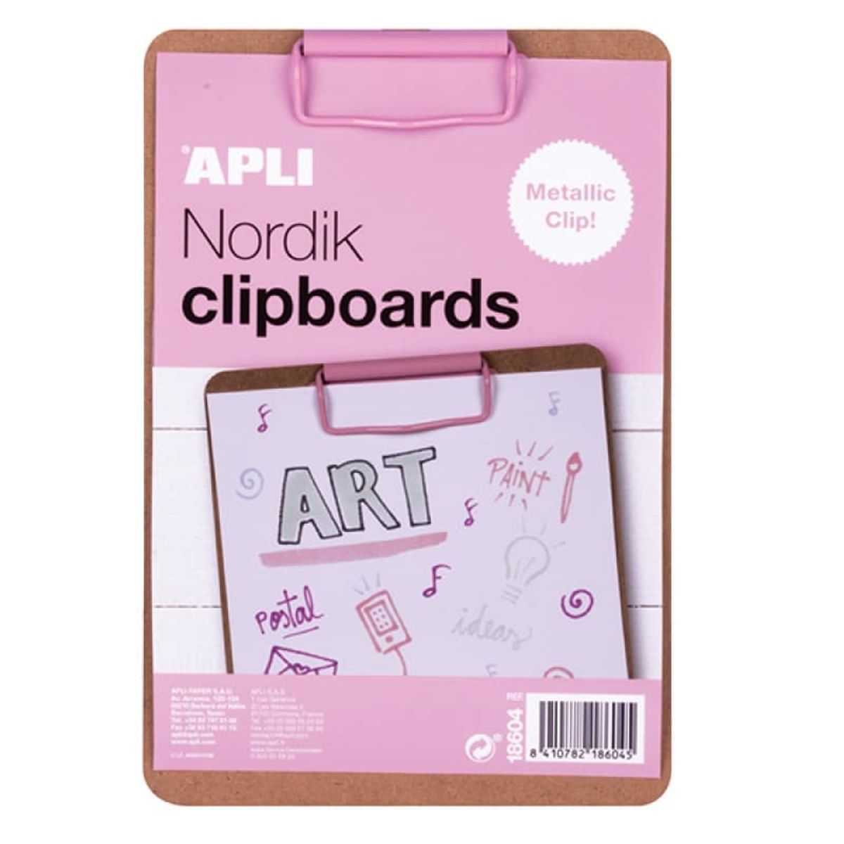 Clipboard A5 Træ Metalclips Pastel Pink.