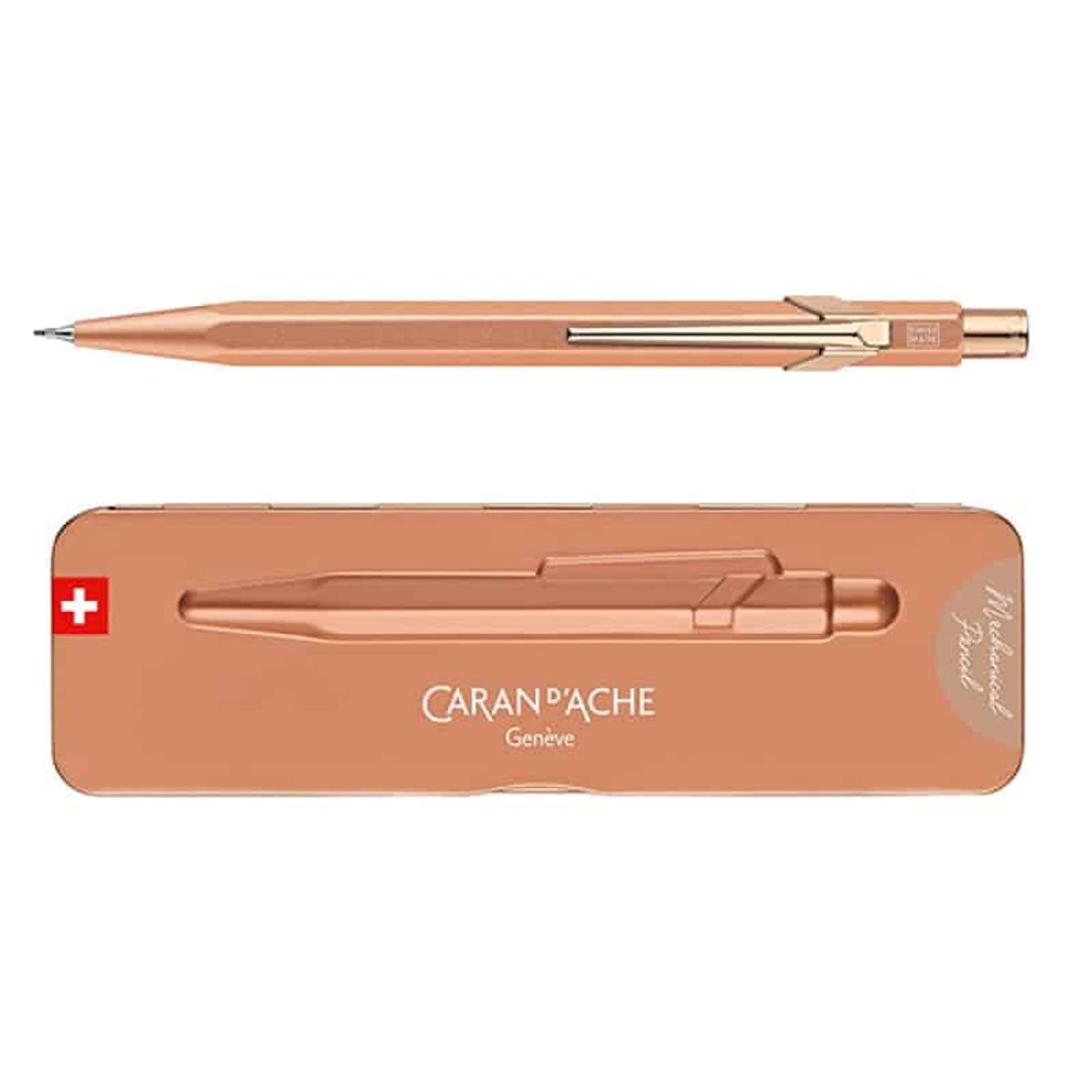 Caran D'Ache 844 Mekanisk Blyant Roseguld Hexagonal Let Aluminium