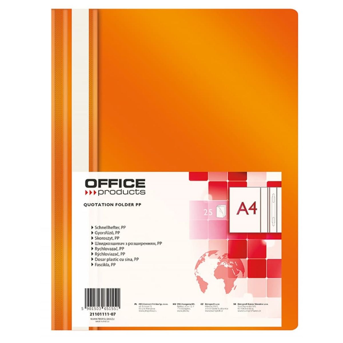 Report File A4 Orange Transparent Forside 25 stk.