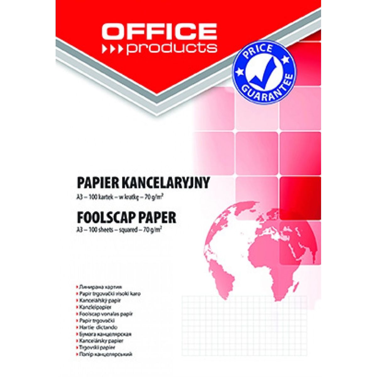 Papir A3 Kvadreret 70gsm Hvid 100 Ark.