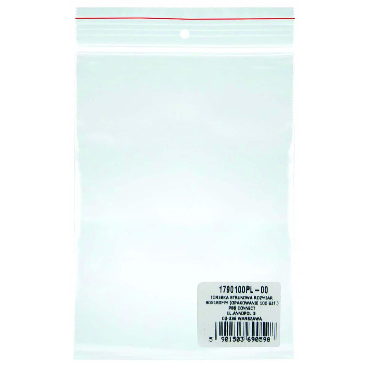 String bag transparent LDPE 80x180mm.