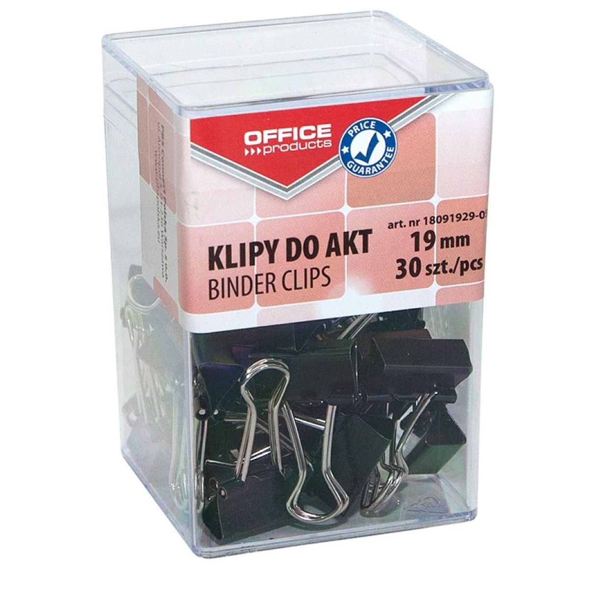 Dokumentklips sort metal 19mm.