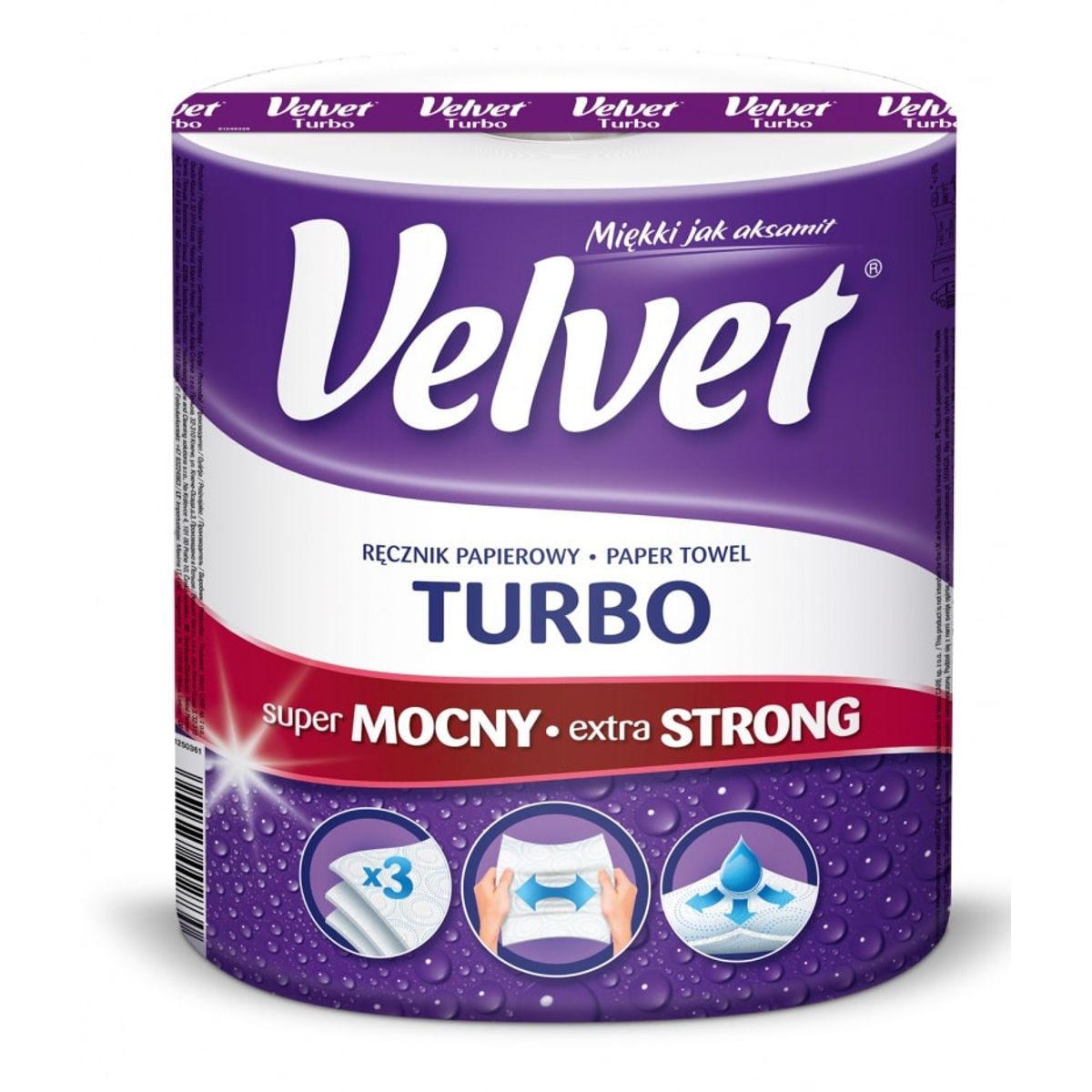 Papirrulle VELVET Turbo 3-lags 340 ark hvid.