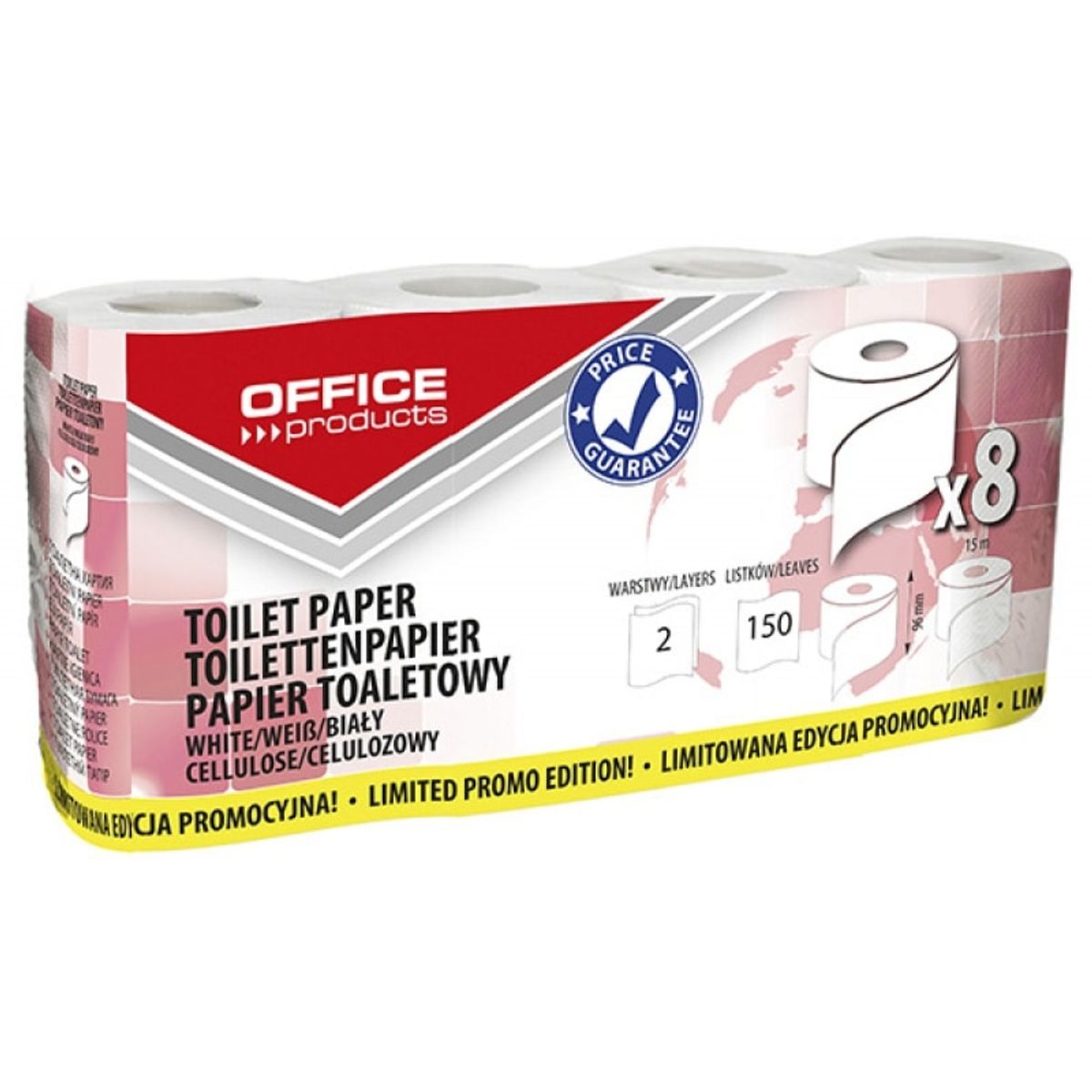 Toiletpapir cellulose hvid 2-lags 15m.