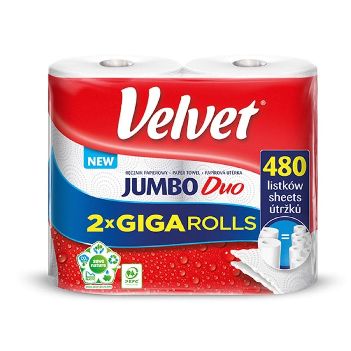 Håndklæde Jumbo Duo cellulose hvid 2-lags.