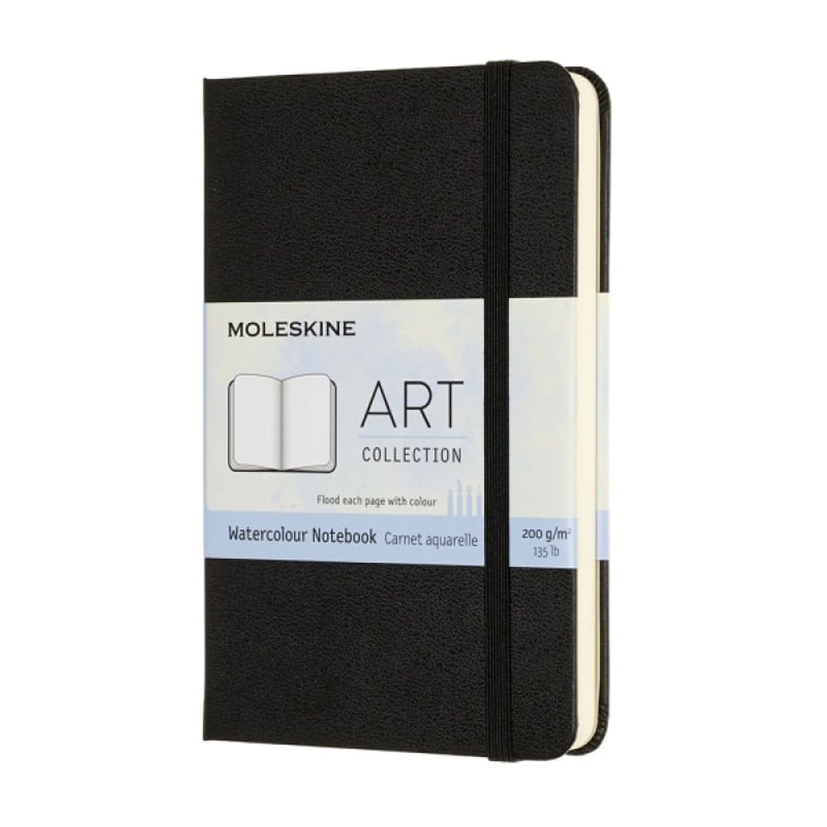 Akvarelblok Moleskine 9x14cm 60 sider sort.